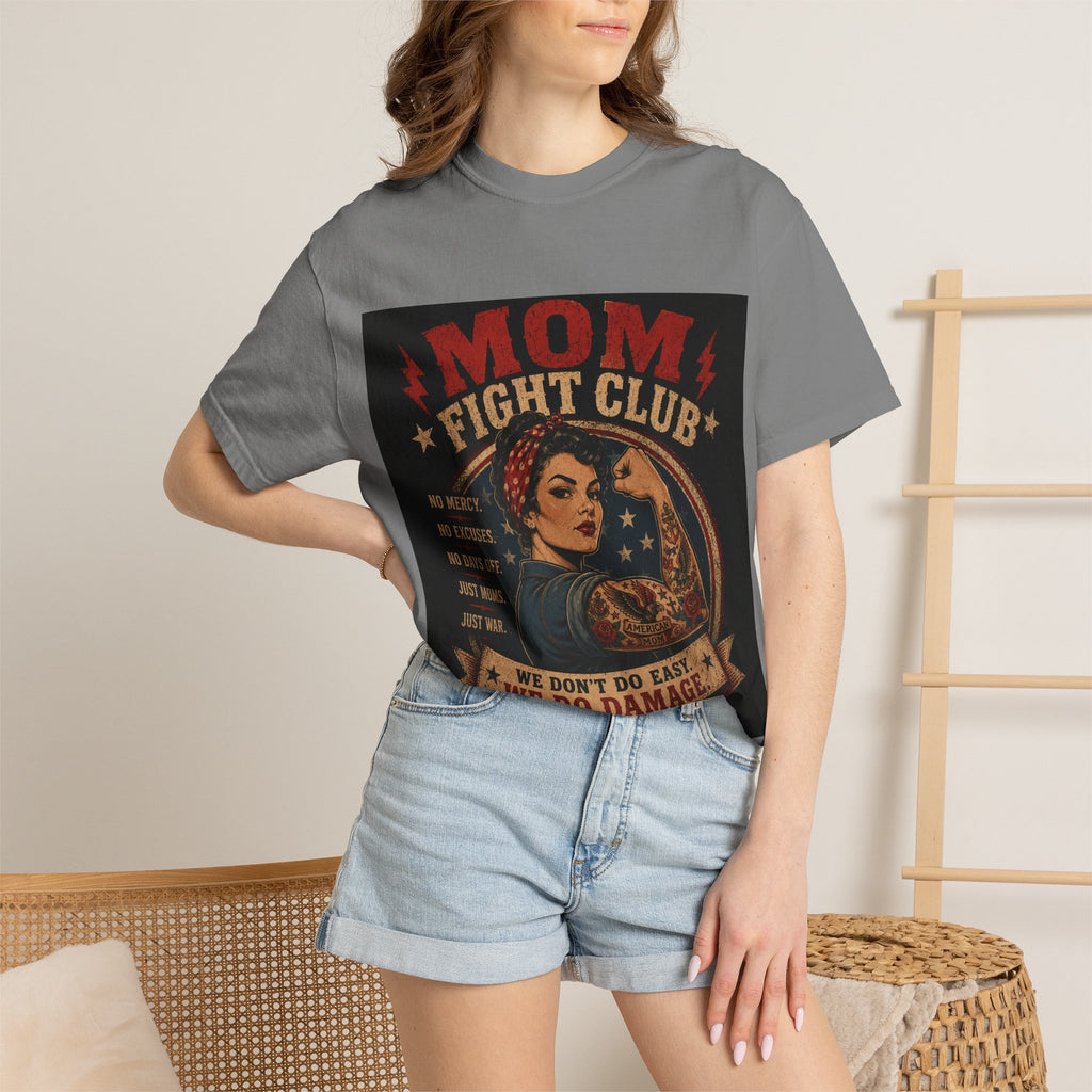 Mom Fight Club T-Shirt — We Don’t Do Easy, We Do Damage Vintage Boxing Tee