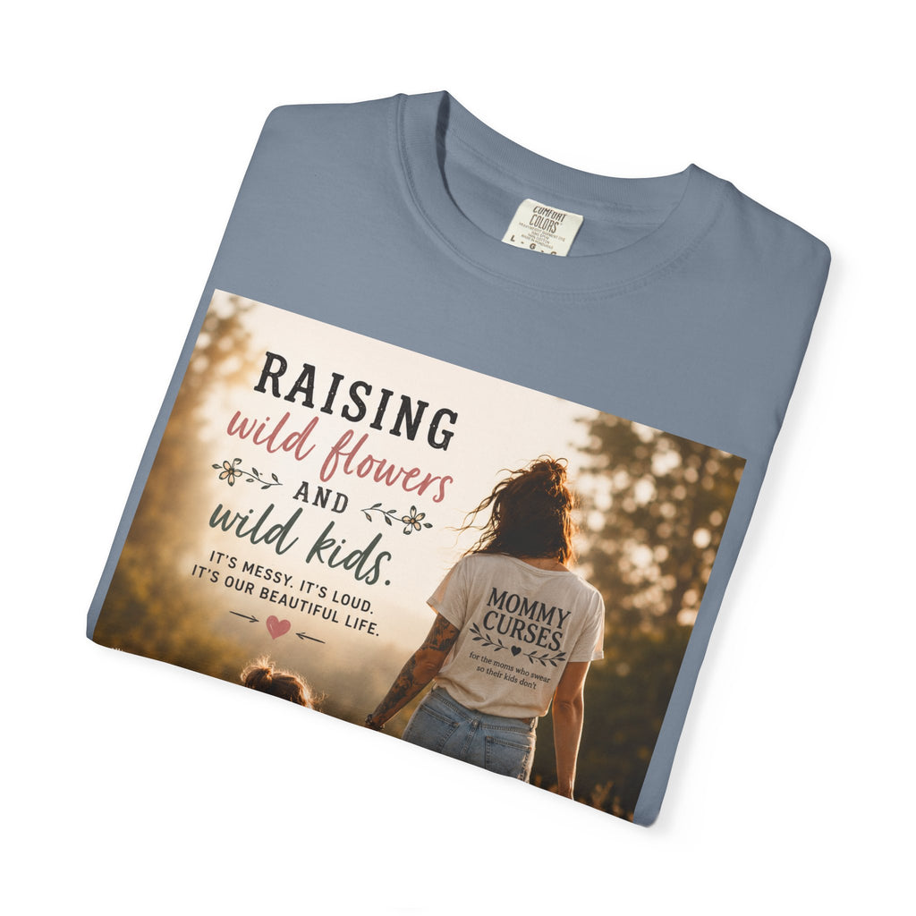Mom & Daughter Photo T-Shirt — "Raising Wild Flowers and Wild Kids" Vintage Nature Tee