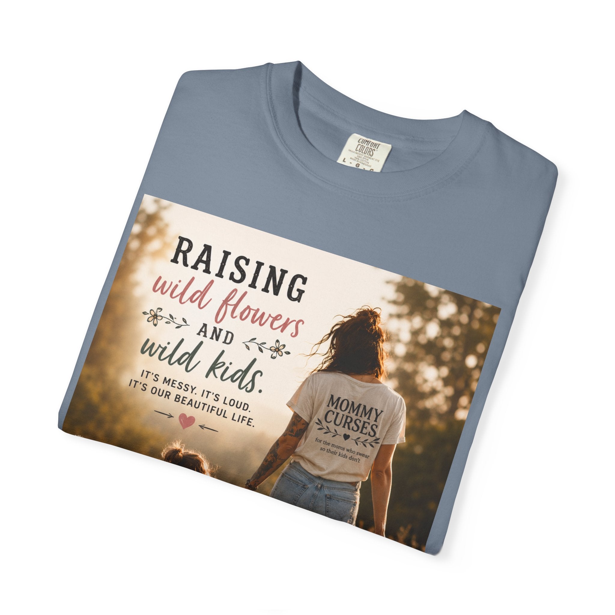Mom & Daughter Photo T-Shirt — "Raising Wild Flowers and Wild Kids" Vintage Nature Tee