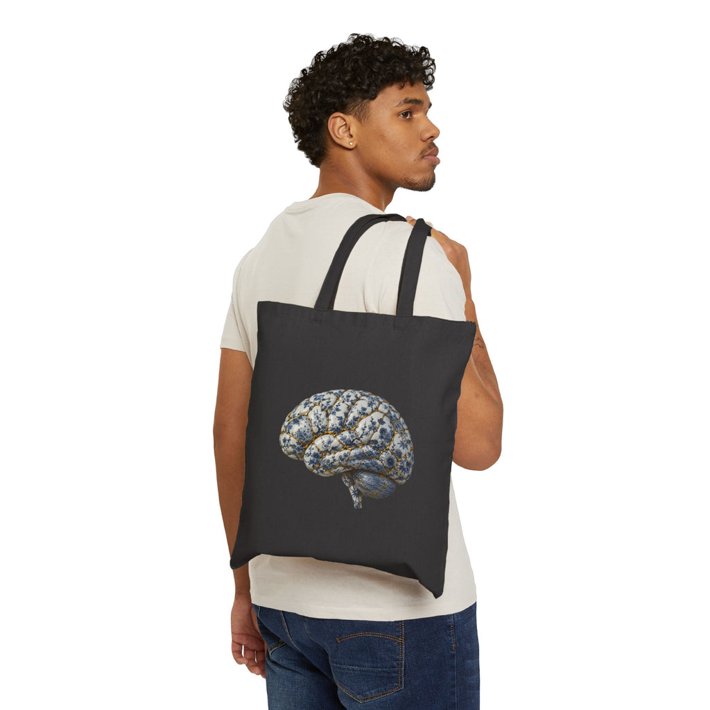 Museum-Style Brain Illustration Tote Bag