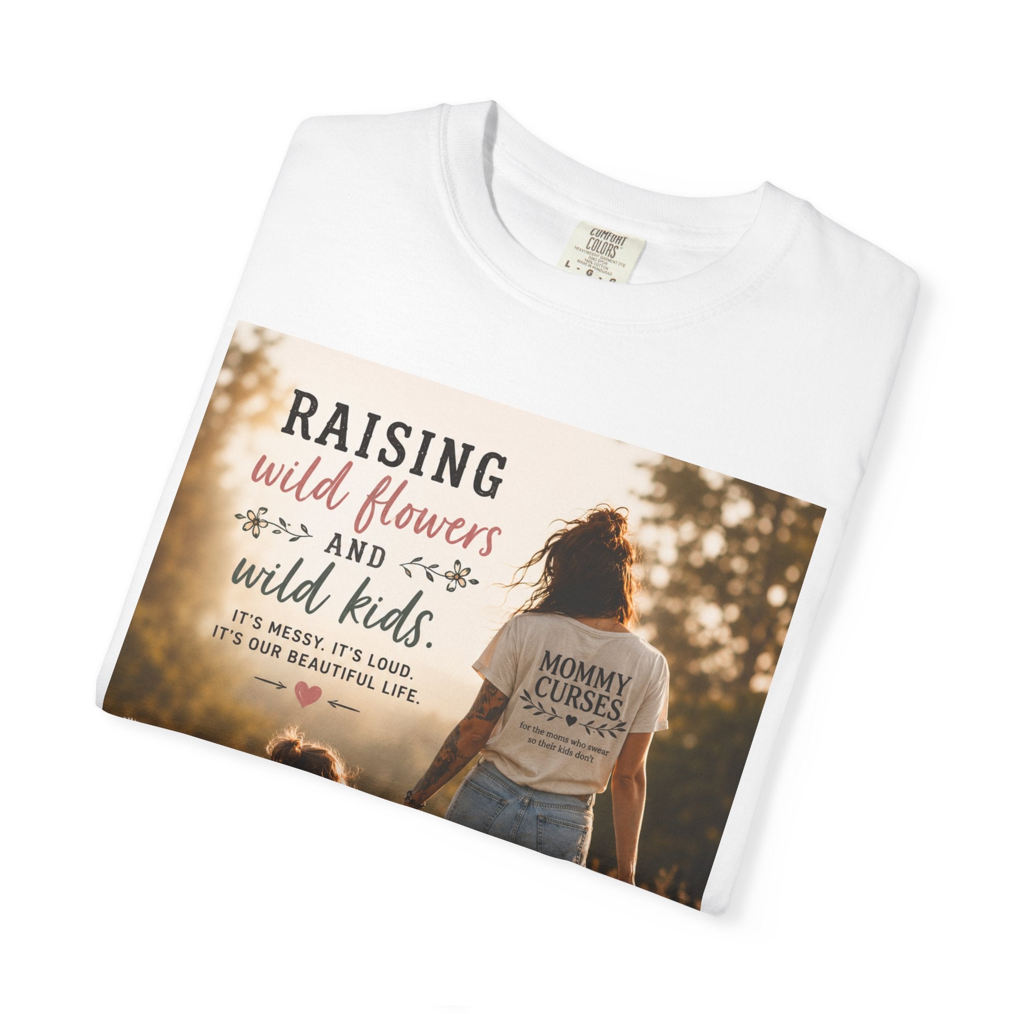 Mom & Daughter Photo T-Shirt — "Raising Wild Flowers and Wild Kids" Vintage Nature Tee
