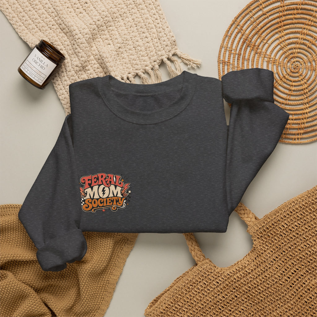 Feral Mom Society Sweatshirt — Retro Graphic Crewneck for Bold Moms