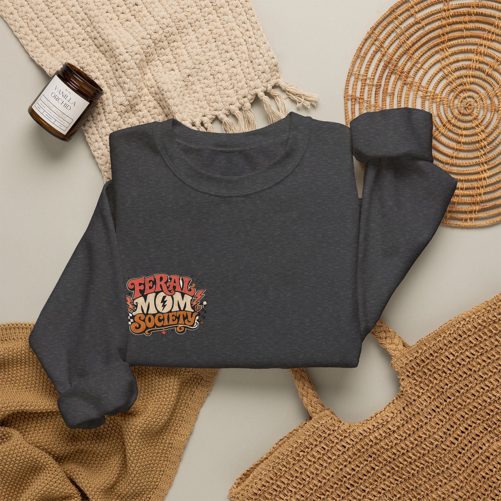 Feral Mom Society Sweatshirt — Retro Graphic Crewneck for Bold Moms