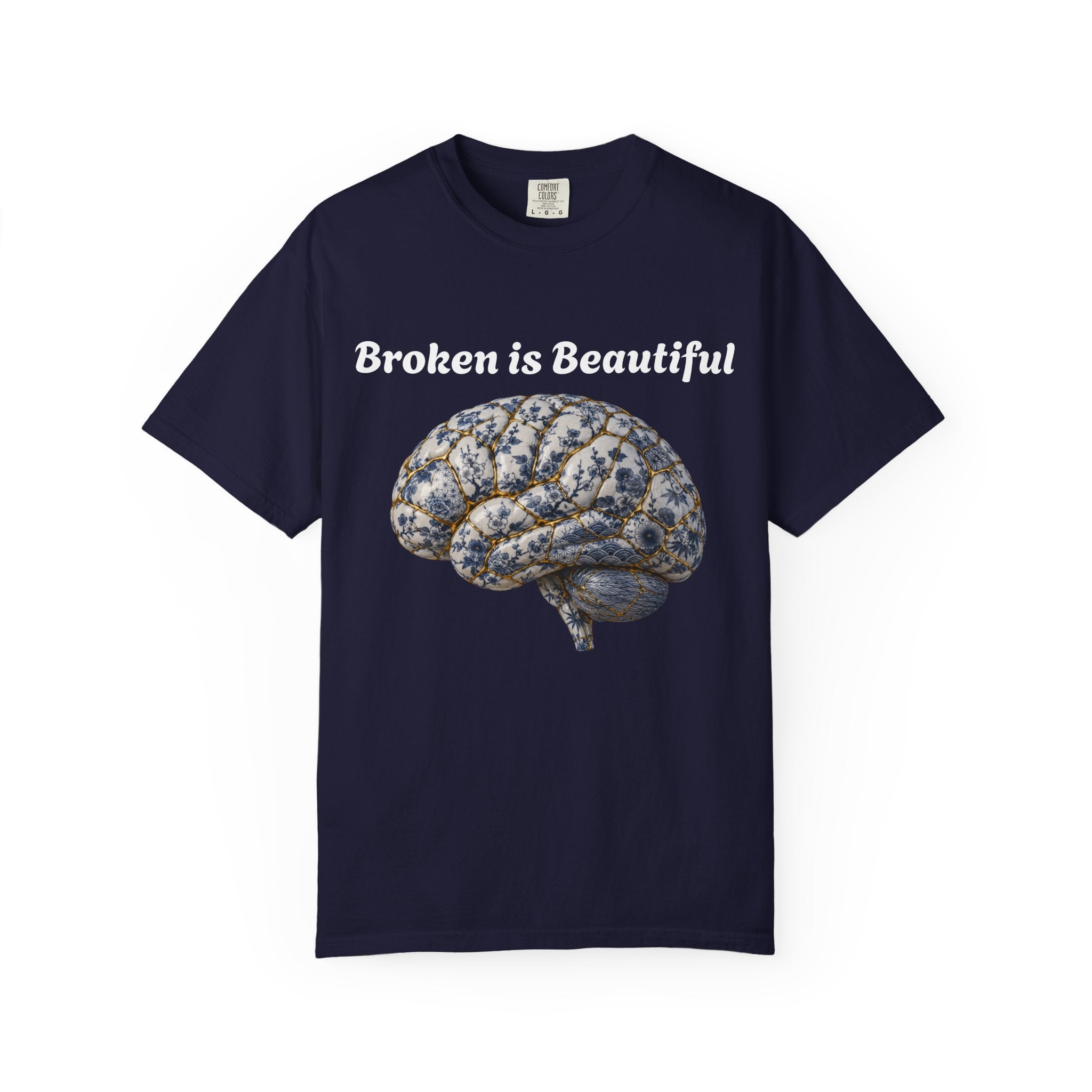 Kintsugi Brain T-Shirt — Vintage Floral Anatomy Tee