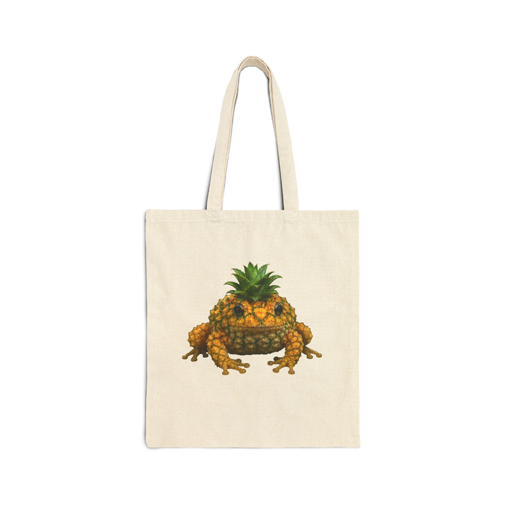 Pineapple Frog Canvas Tote — Tropical Gecko Pineapple Art Bag