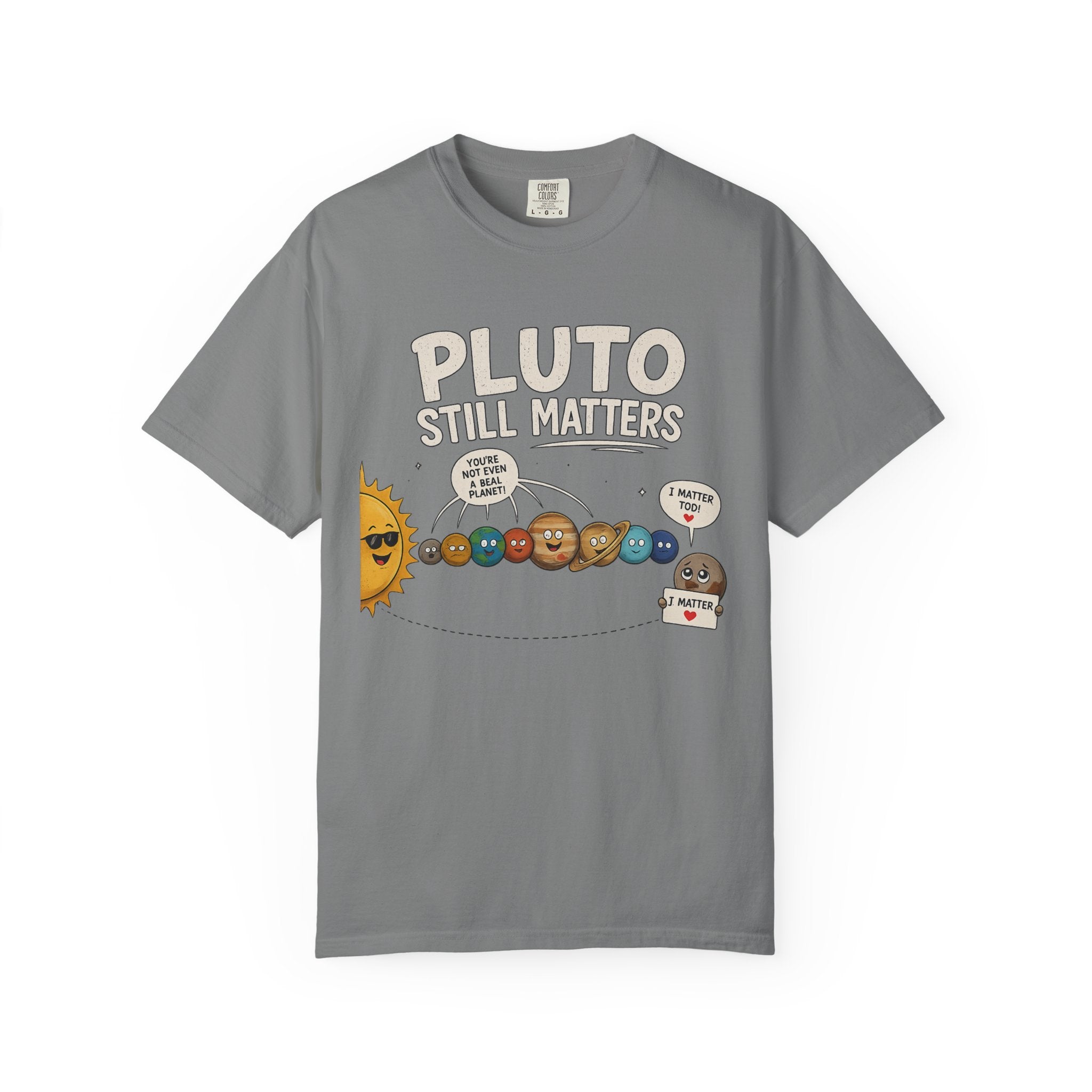 Pluto Still Matters T-Shirt – Cute Cartoon Solar System Tee for Space Lovers