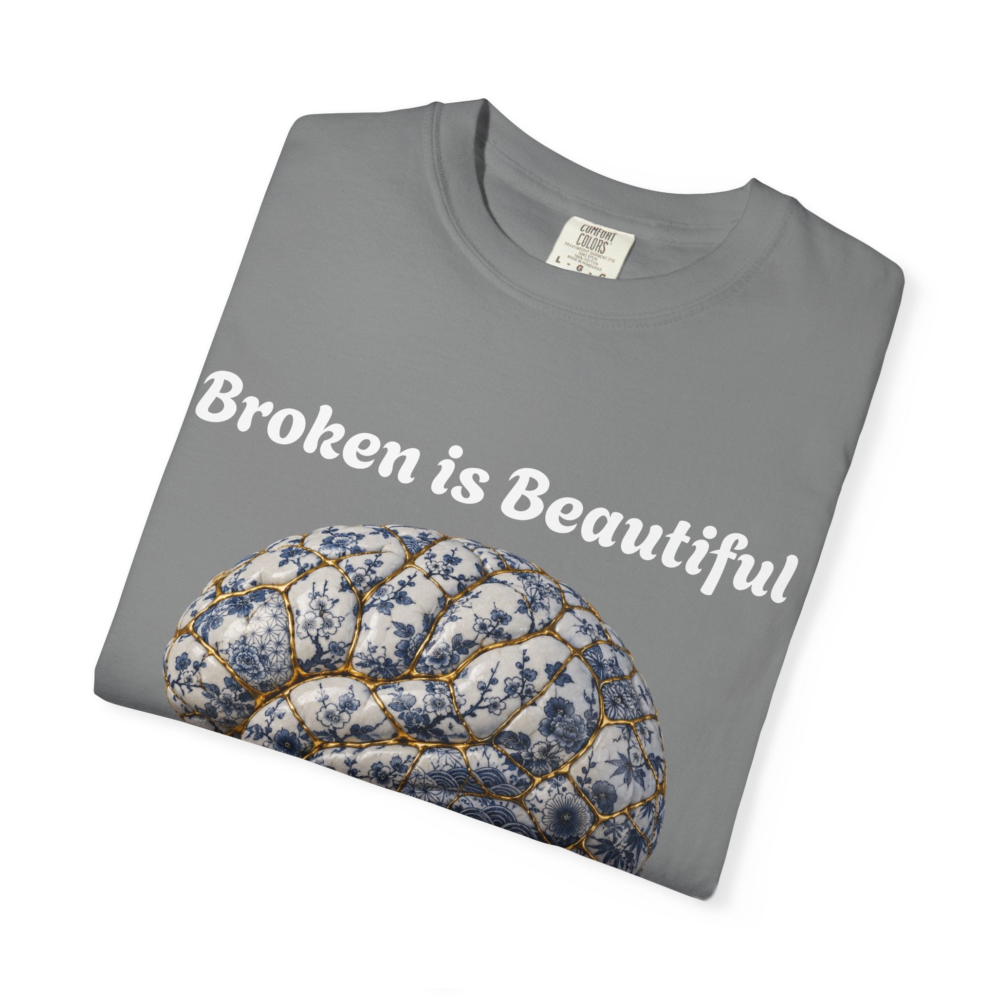 Kintsugi Brain T-Shirt — Vintage Floral Anatomy Tee
