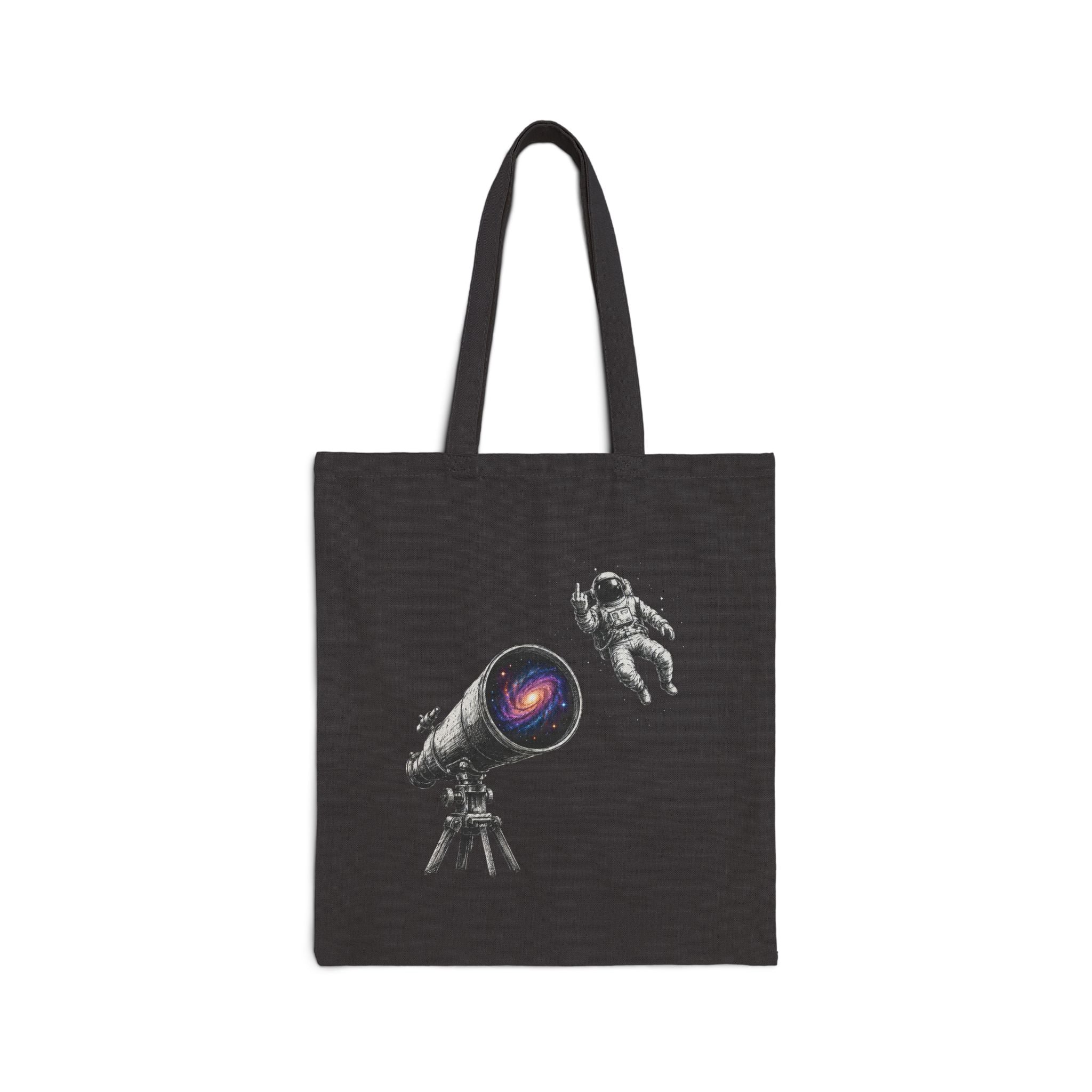 Astronaut & Telescope Canvas Tote Bag — Space Galaxy Art Tote