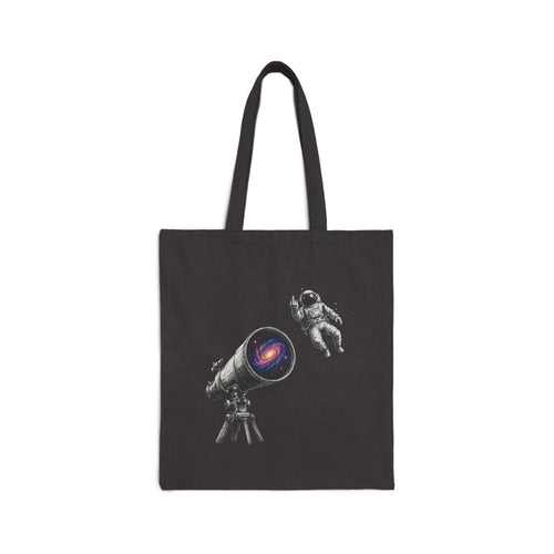 Astronaut & Telescope Canvas Tote Bag — Space Galaxy Art Tote