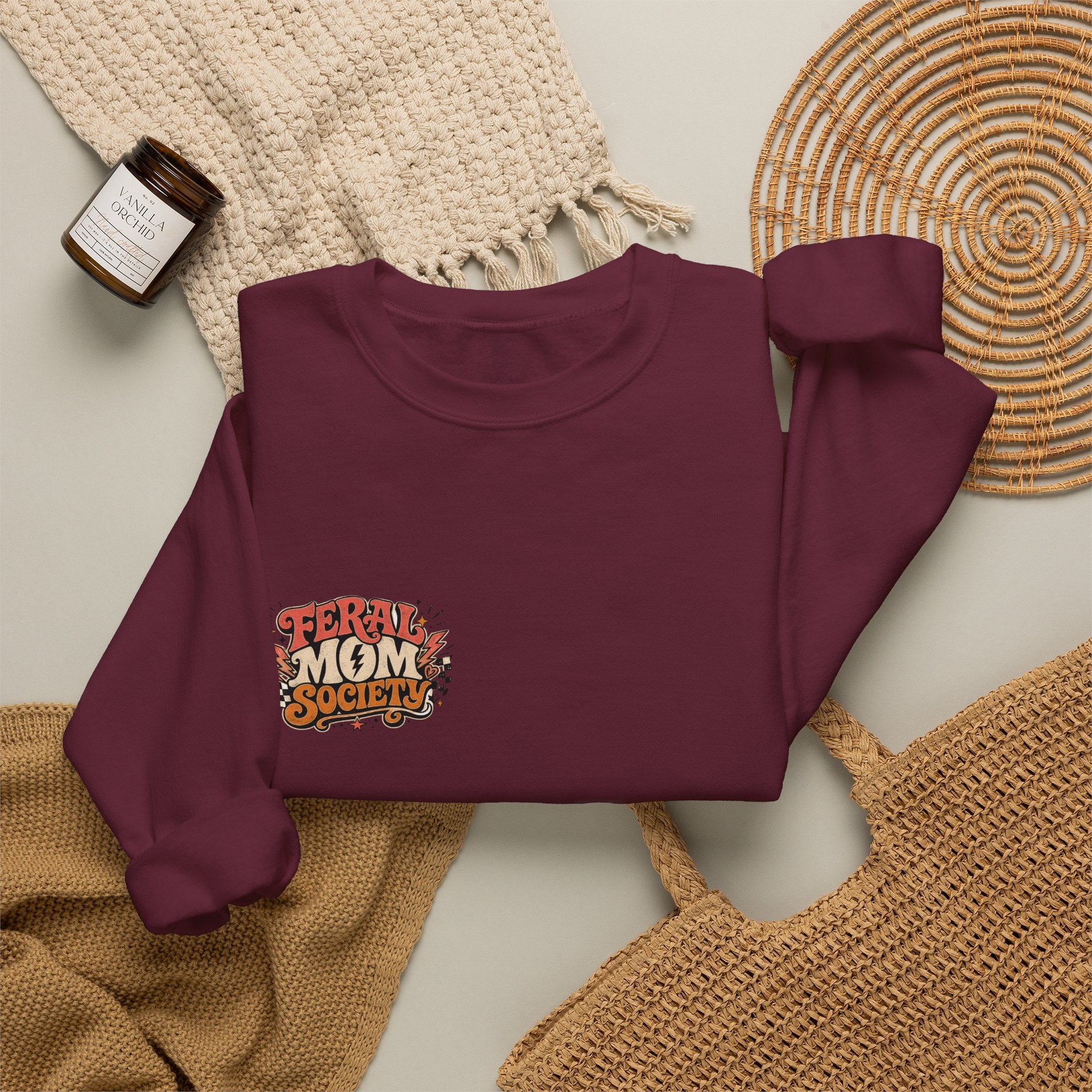 Feral Mom Society Sweatshirt — Retro Graphic Crewneck for Bold Moms