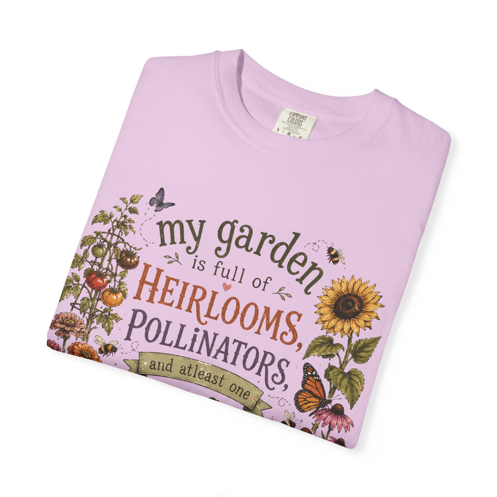 Garden Lover T-Shirt — “My garden is full of heirlooms, pollinators...feral child” Vintage Botanical Tee