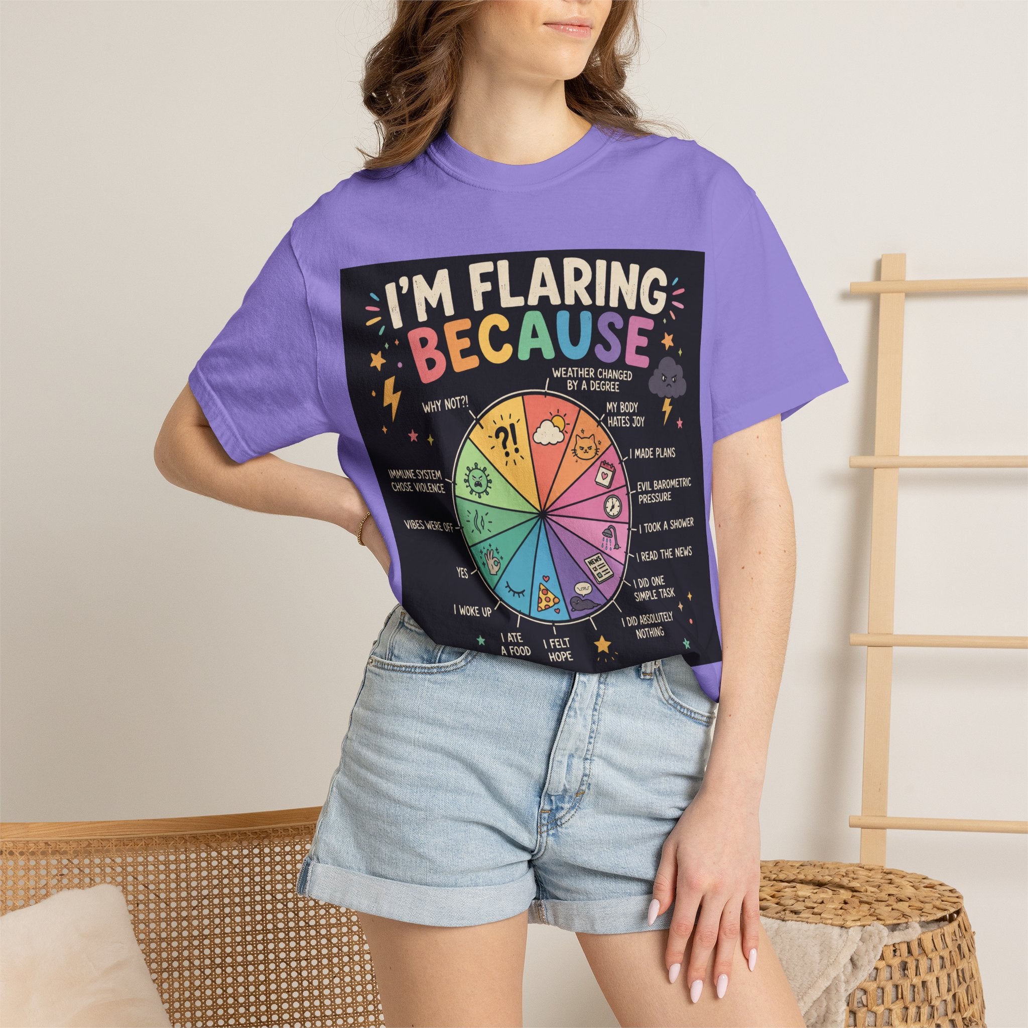 Flair Wheel Graphic T-Shirt — "I'm Flaring Because" Medical Humor Tee
