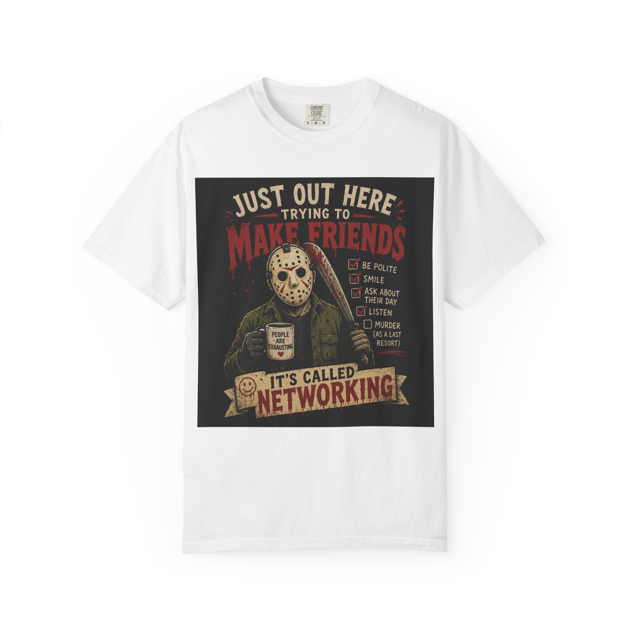 Networking Jason Horror T-Shirt — "Just Out Here Trying to Make Friends" Vintage Graphic Tee