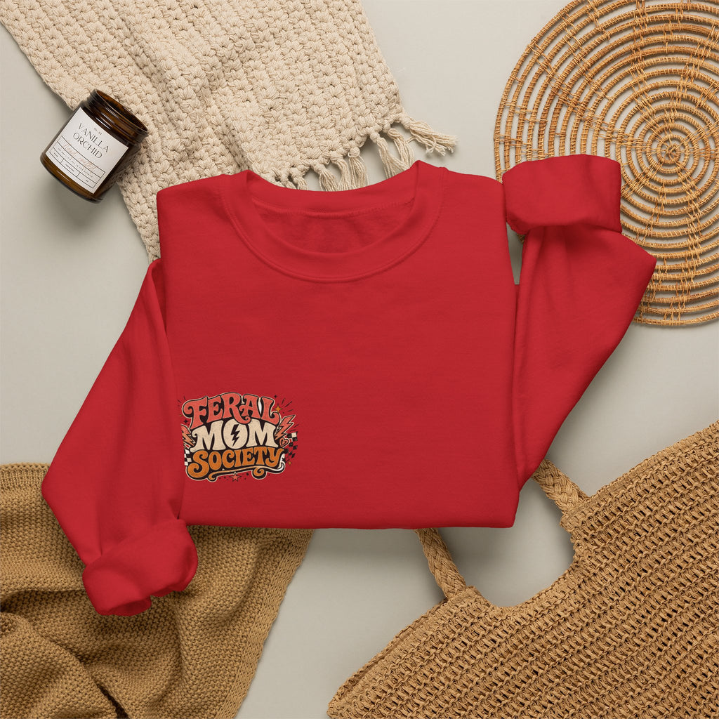 Feral Mom Society Sweatshirt — Retro Graphic Crewneck for Bold Moms