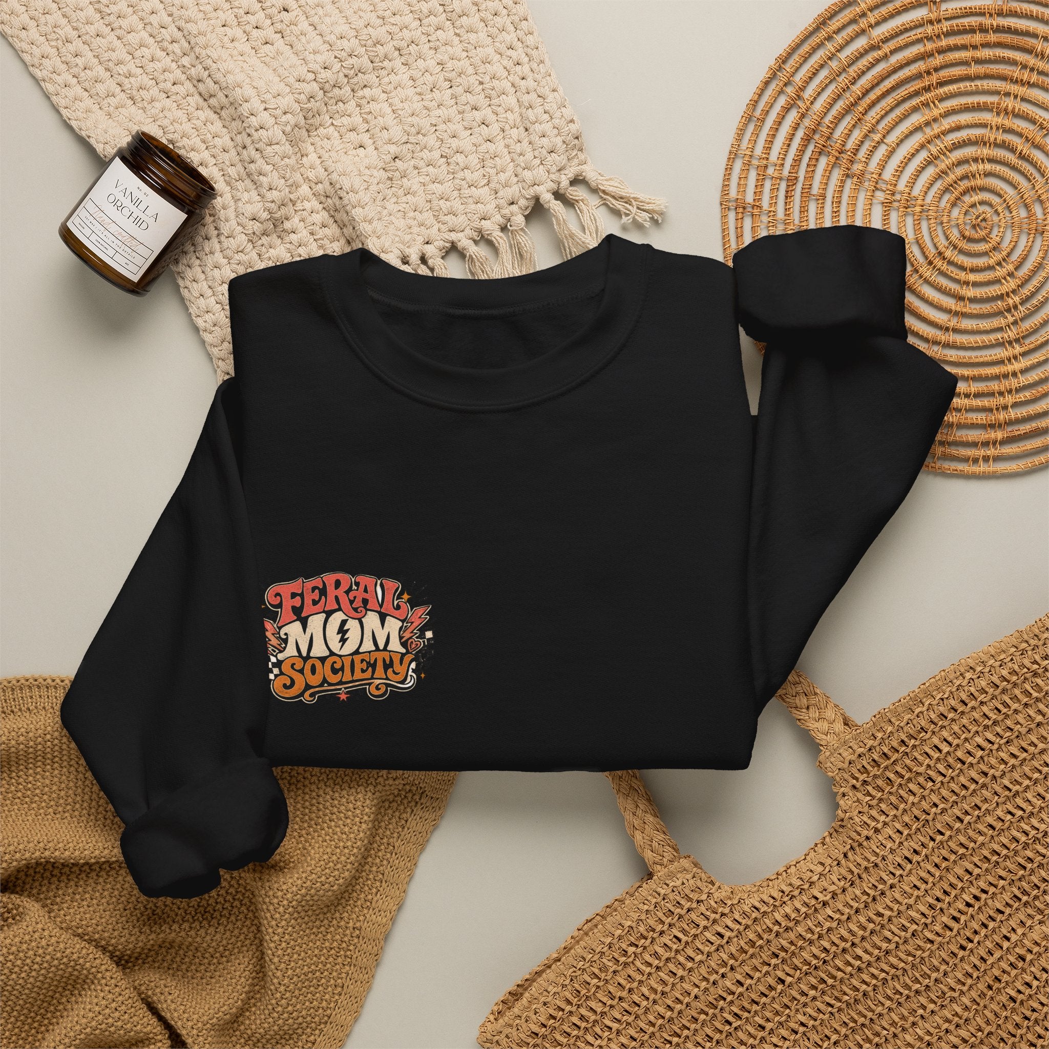 Feral Mom Society Sweatshirt — Retro Graphic Crewneck for Bold Moms