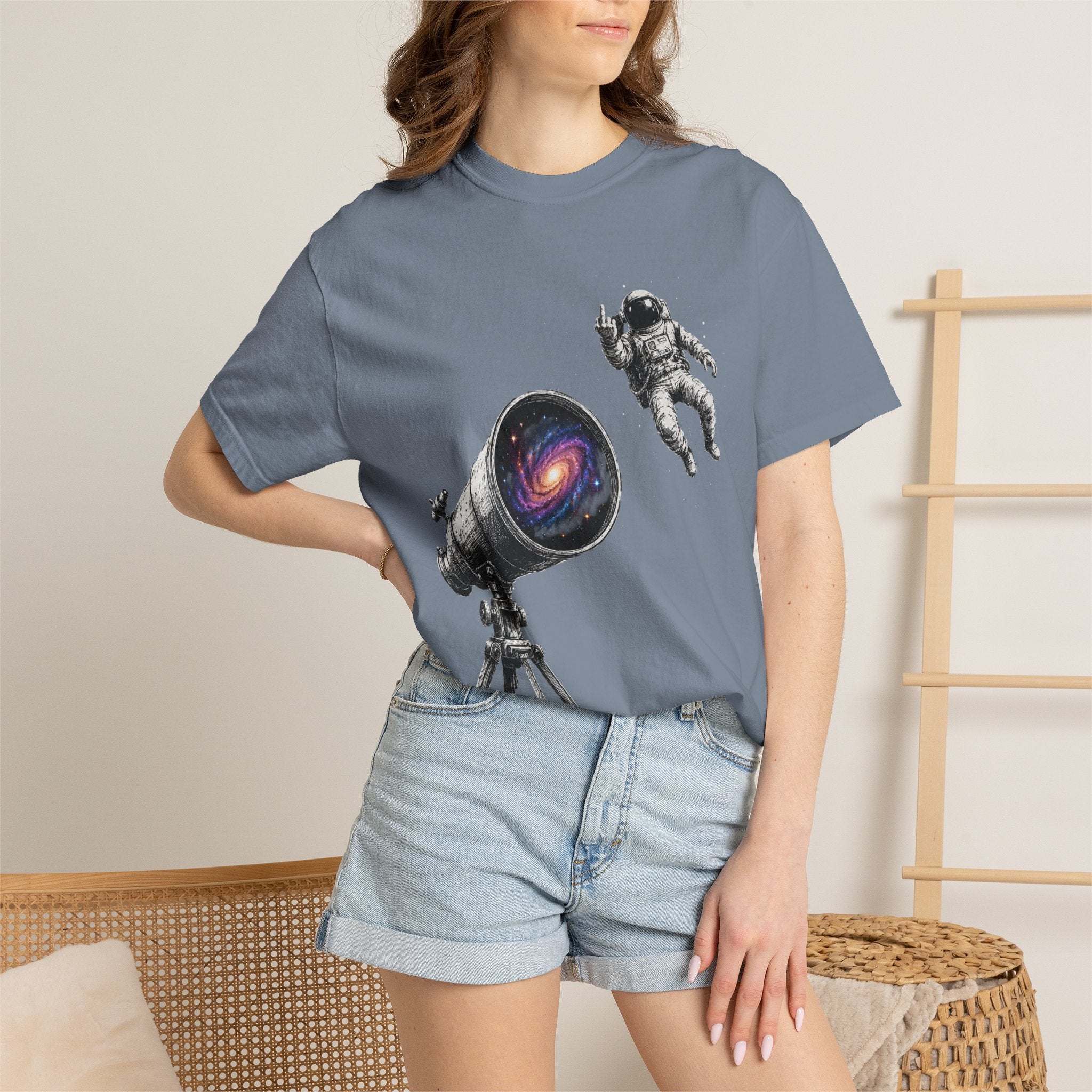 Astronaut Telescope T‑Shirt — Cosmic Telescope Galaxy Print