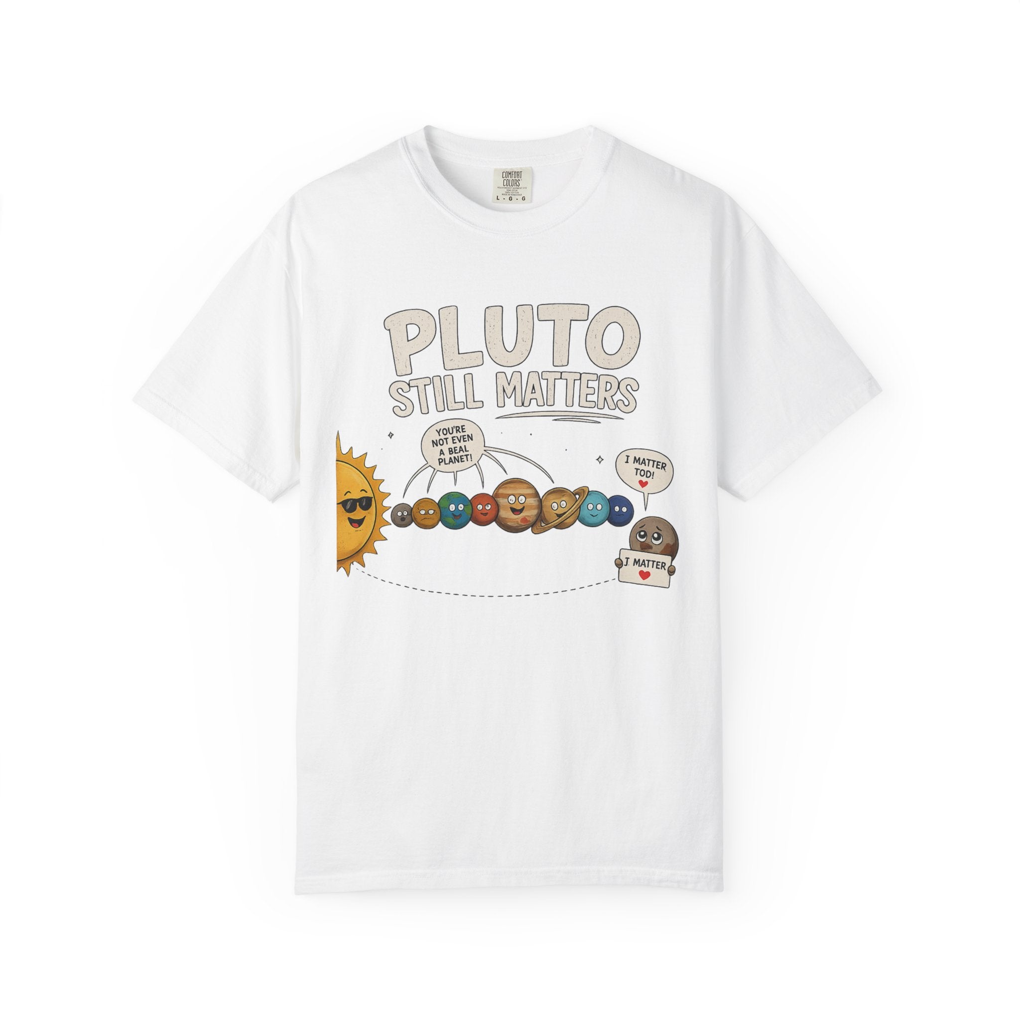 Pluto Still Matters T-Shirt – Cute Cartoon Solar System Tee for Space Lovers