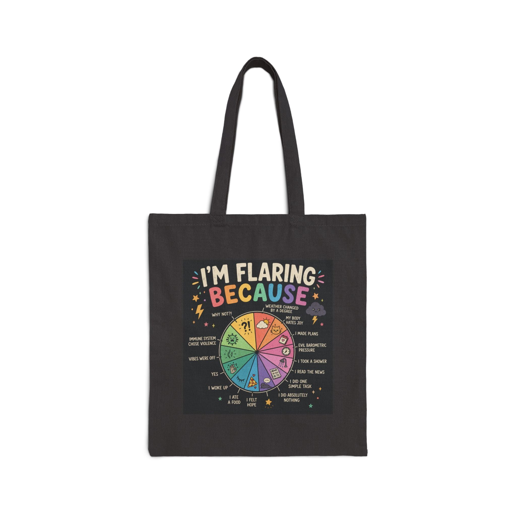 Tote Bag — "I’m Flaring Because" Colorful Astrology Wheel Tote for Flare Awareness