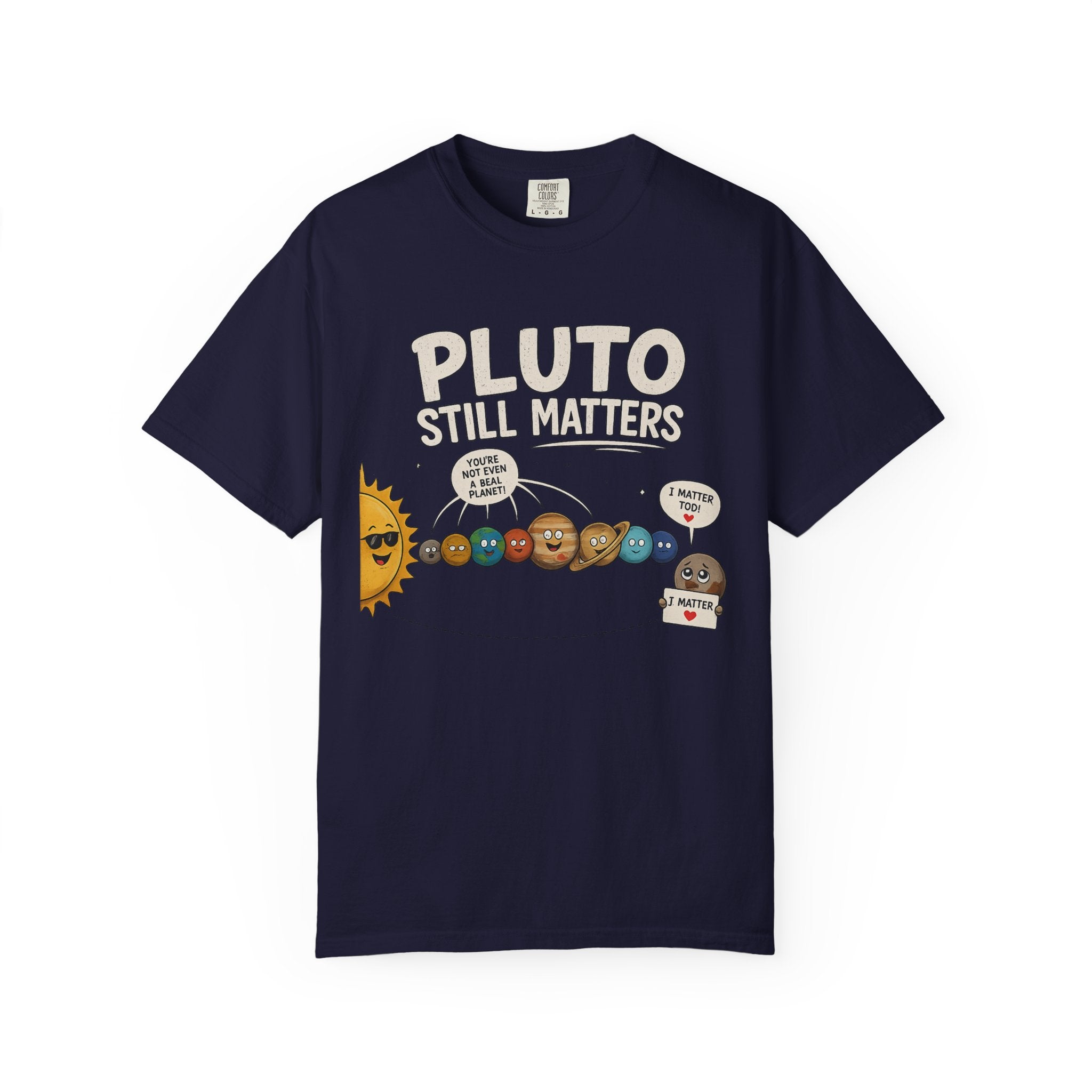 Pluto Still Matters T-Shirt – Cute Cartoon Solar System Tee for Space Lovers