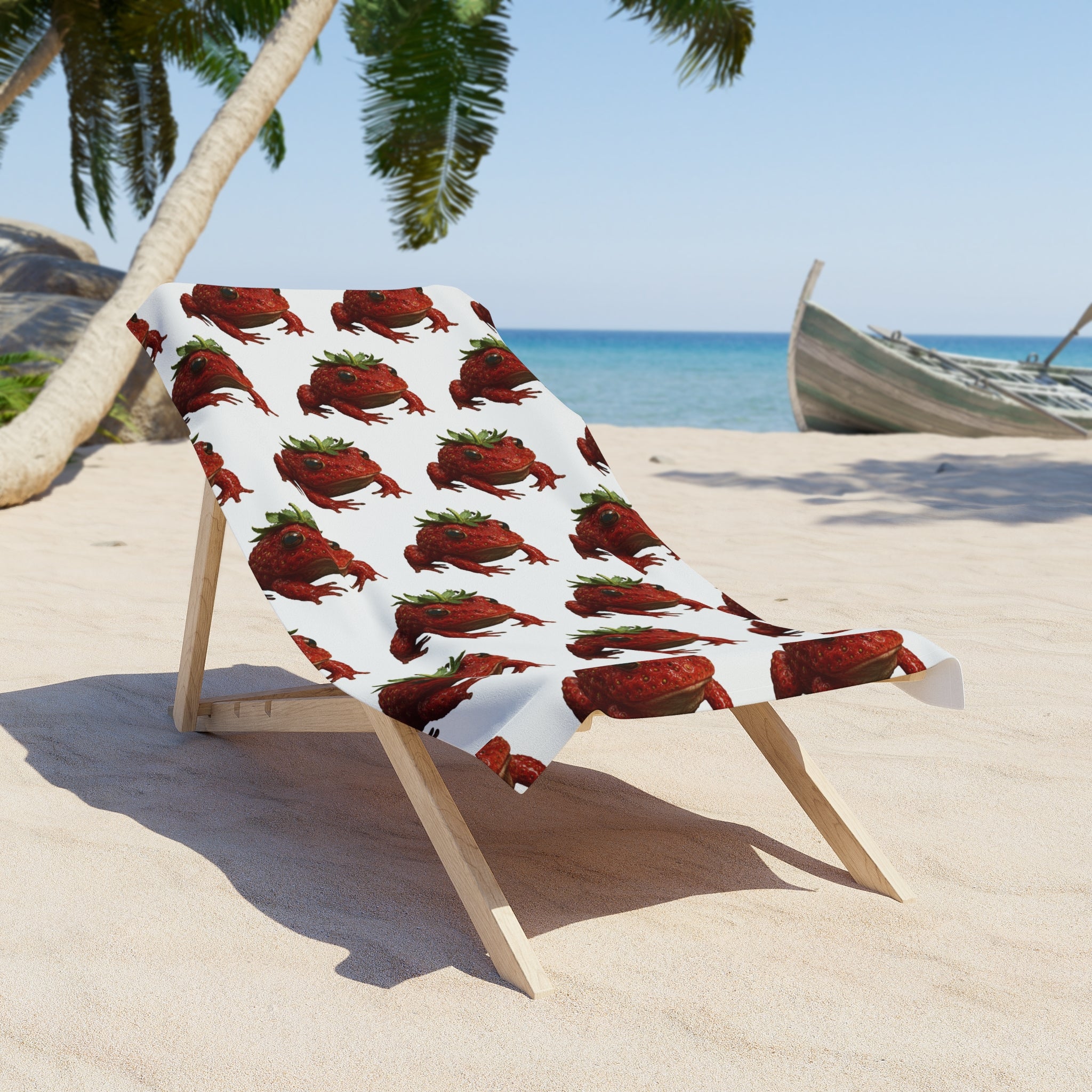 Strawberry Pattern Beach Towel — Repeating Red Strawberry Design