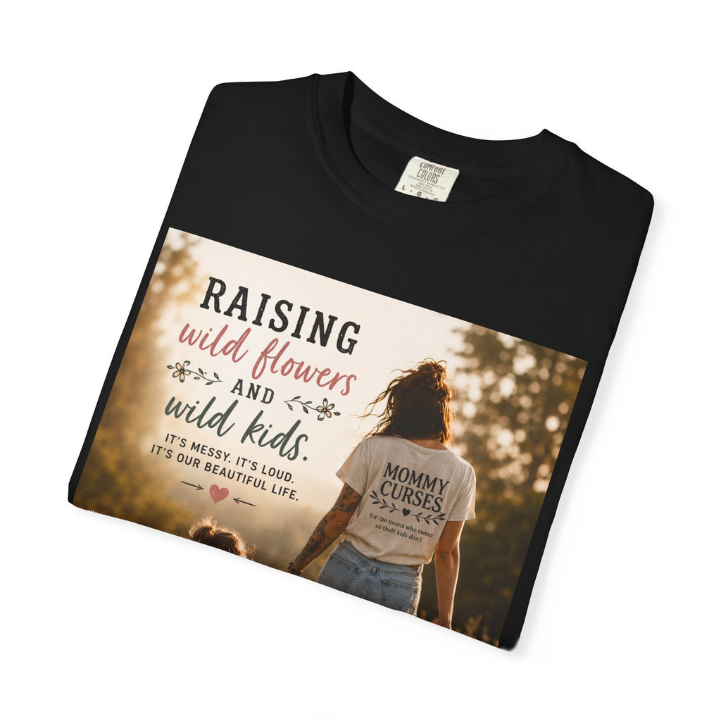 Mom & Daughter Photo T-Shirt — "Raising Wild Flowers and Wild Kids" Vintage Nature Tee