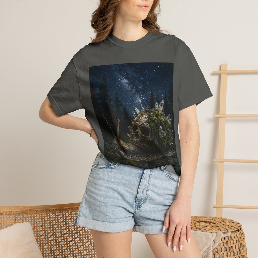 Snail World T‑Shirt — Night Sky Forest Snail Graphic Tee