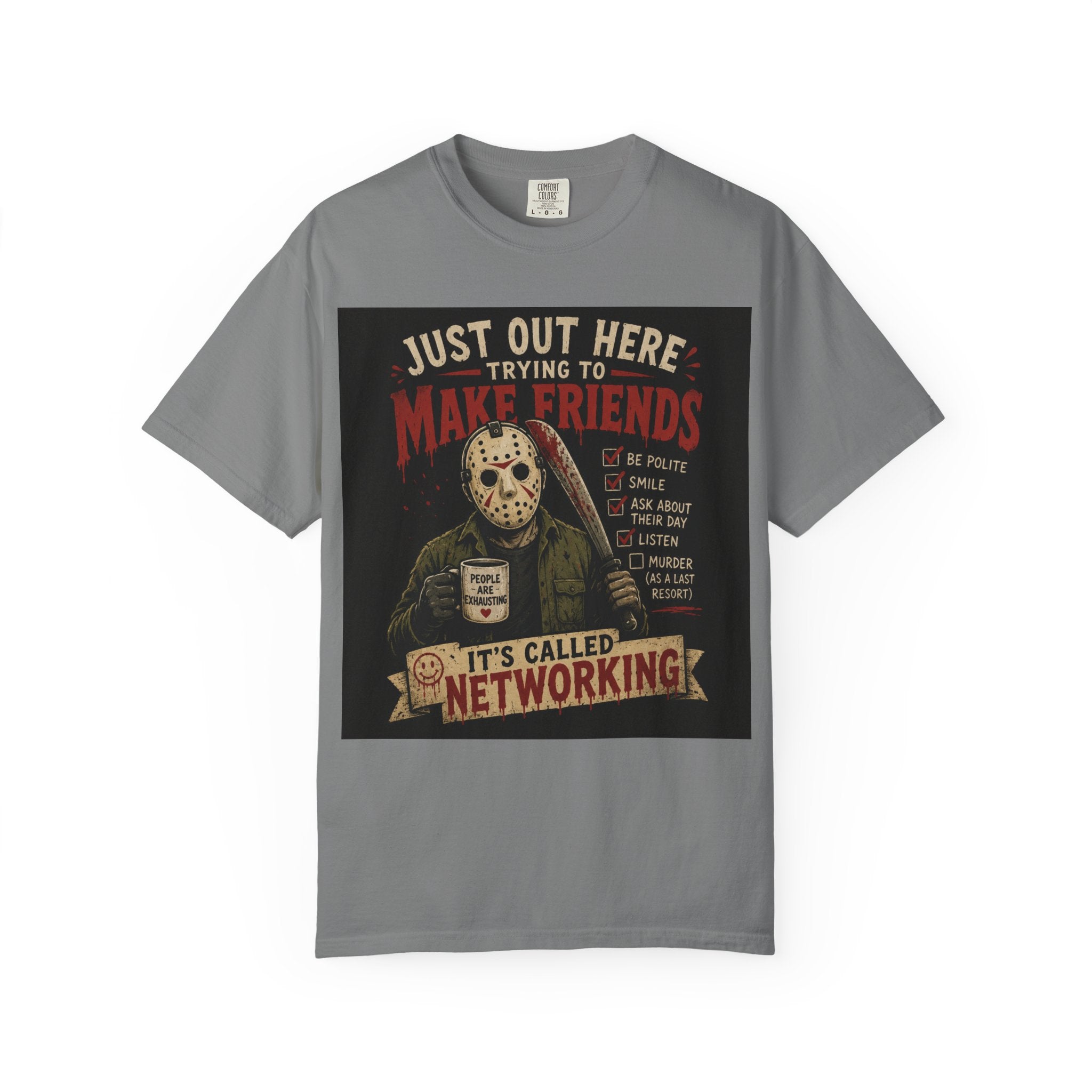 Networking Jason Horror T-Shirt — "Just Out Here Trying to Make Friends" Vintage Graphic Tee