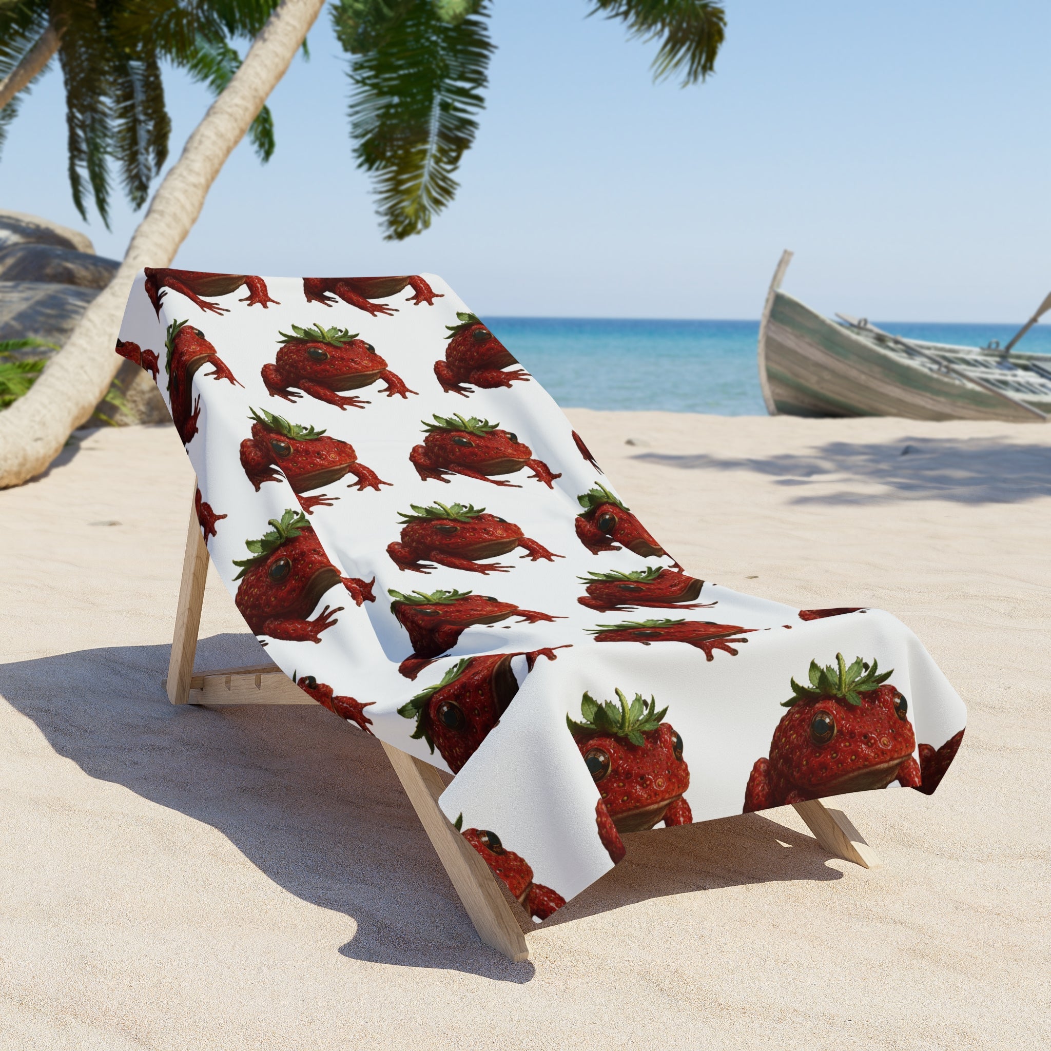 Strawberry Pattern Beach Towel — Repeating Red Strawberry Design