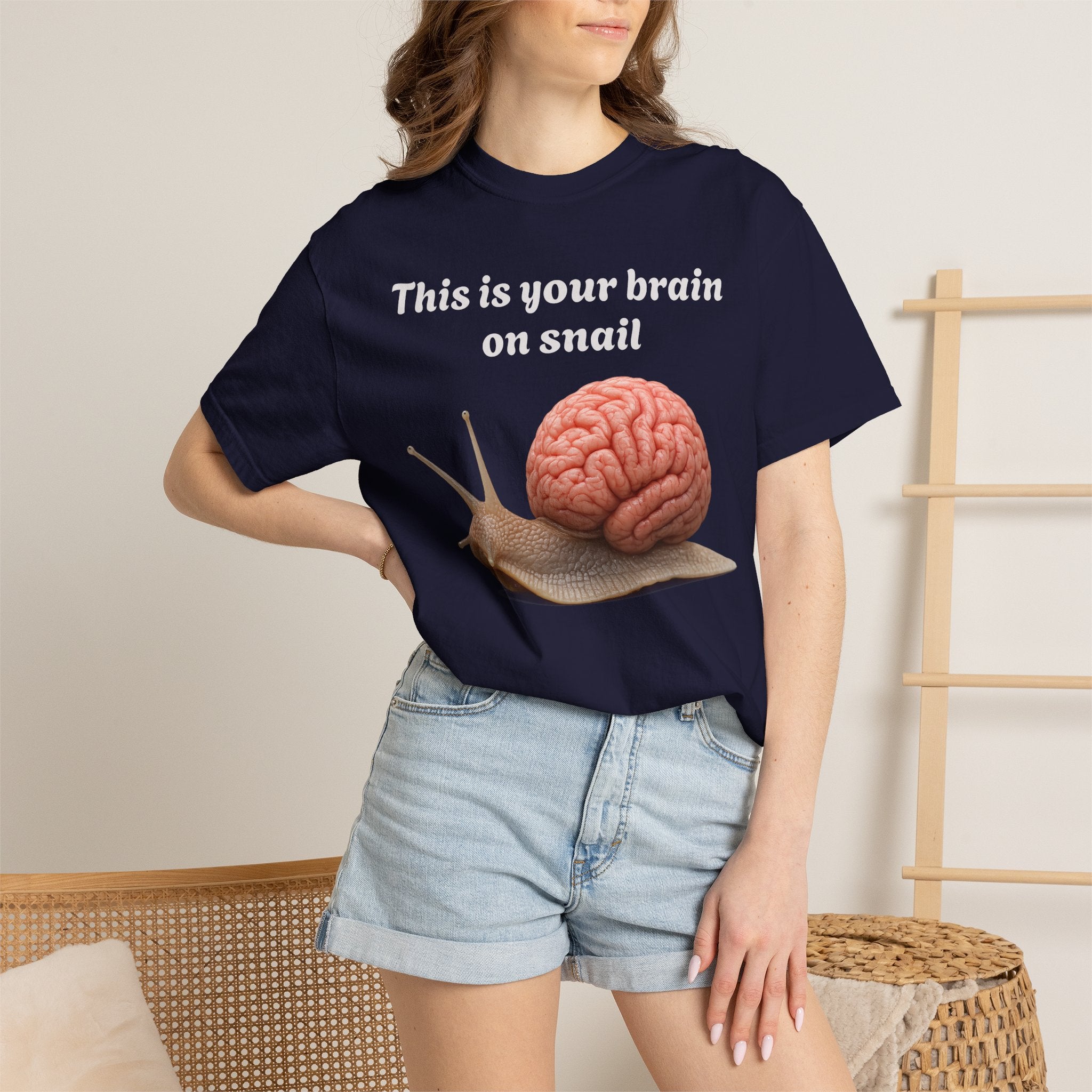 Snail Brain T-Shirt — Funny Science Graphic Tee ("This is your brain on snail")