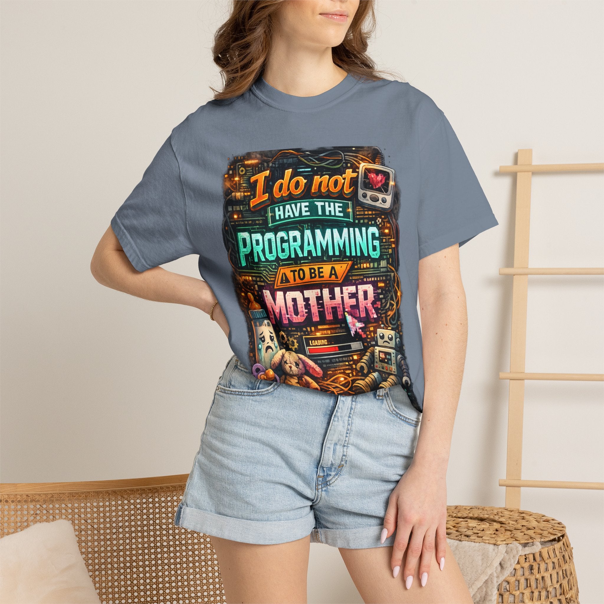 Programmer Mom T-Shirt — "I Do Not Have the Programming to Be a Mother" Retro Gamer Tee