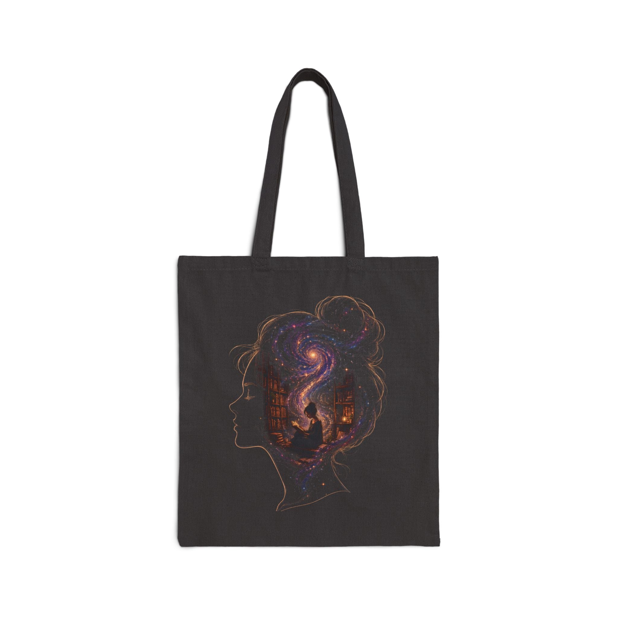 Canvas Tote Bag — City Silhouette with Cosmic Smoke Art