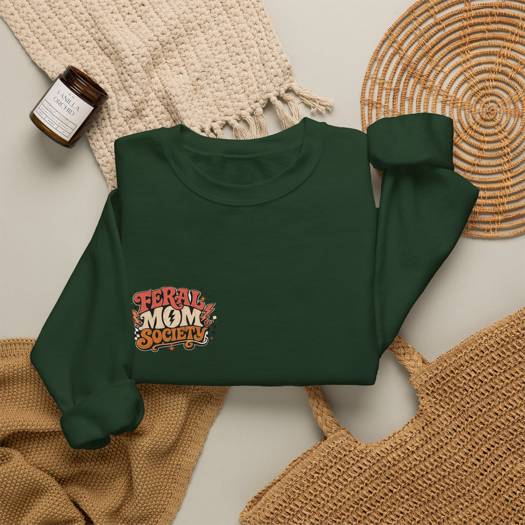 Feral Mom Society Sweatshirt — Retro Graphic Crewneck for Bold Moms