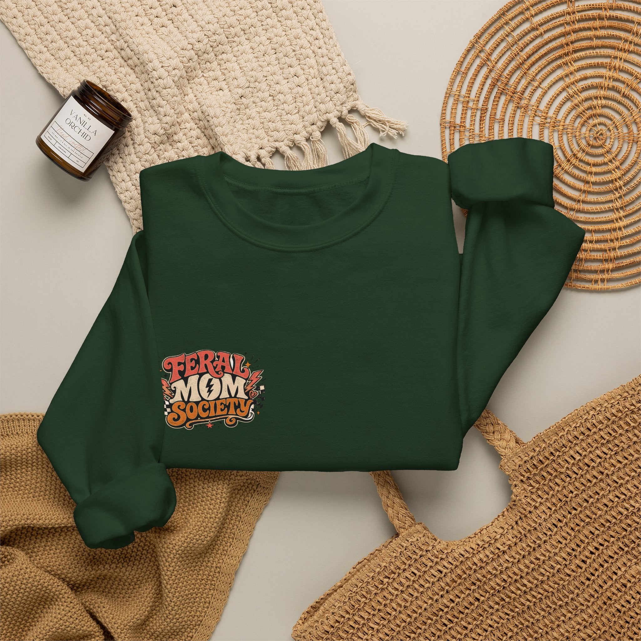 Feral Mom Society Sweatshirt — Retro Graphic Crewneck for Bold Moms