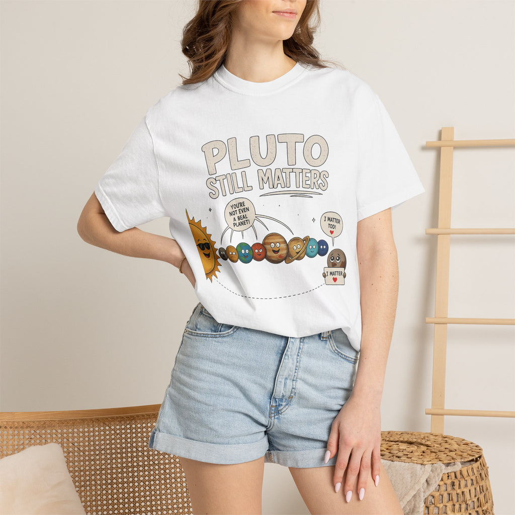 Pluto Still Matters T-Shirt – Cute Cartoon Solar System Tee for Space Lovers