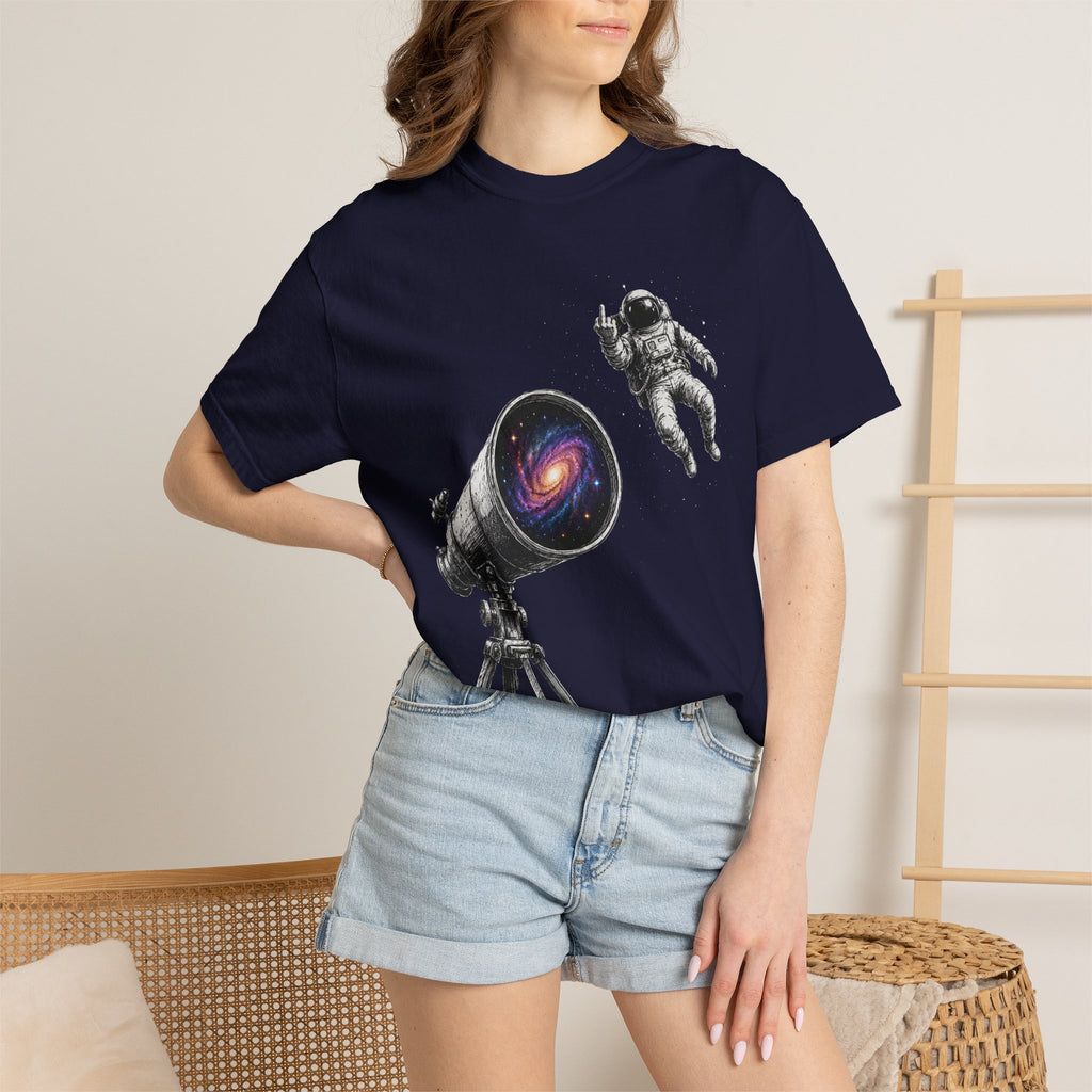 Astronaut Telescope T‑Shirt — Cosmic Telescope Galaxy Print