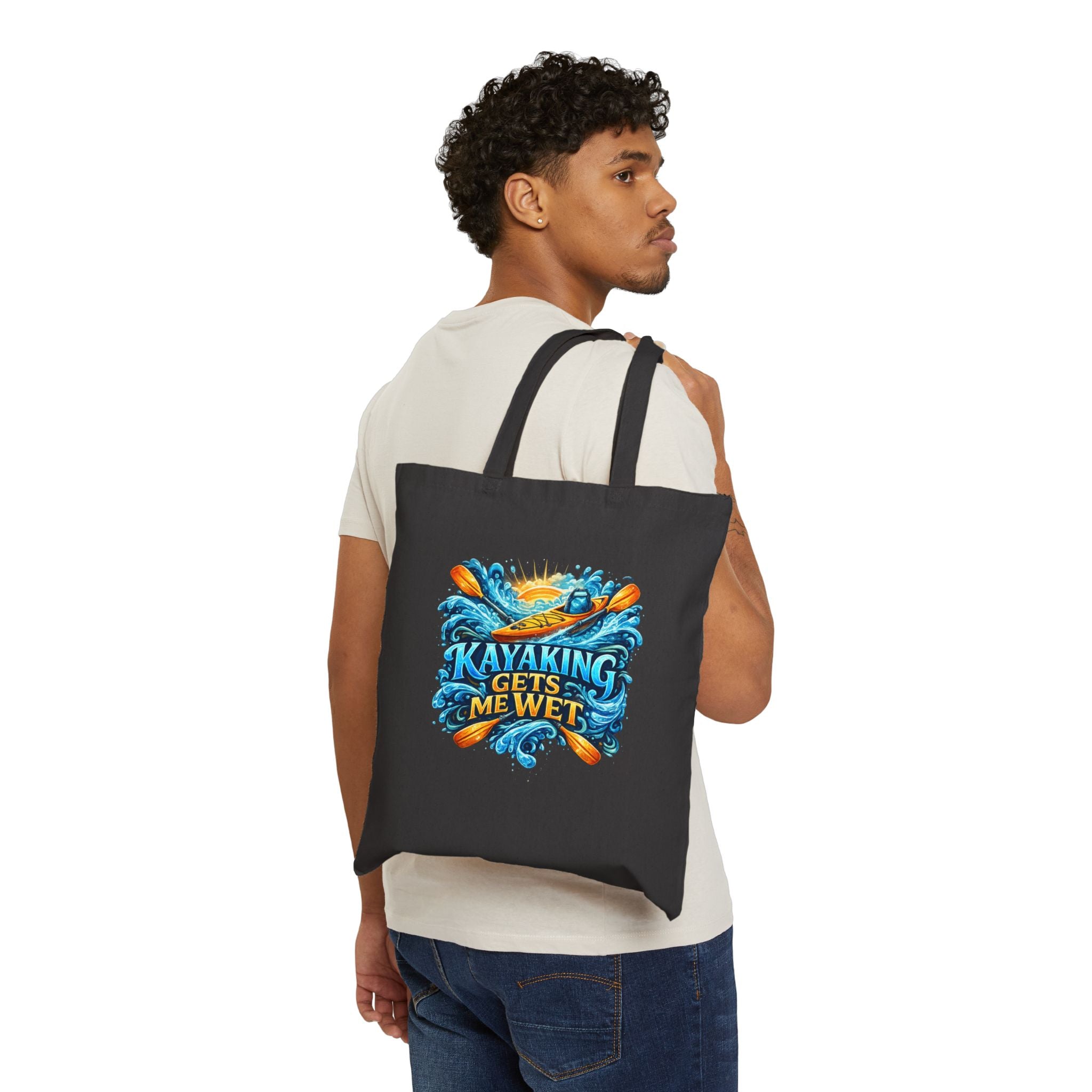 Kayaking Gets Me Wet Canvas Tote Bag — Funny Kayak Lover Gift