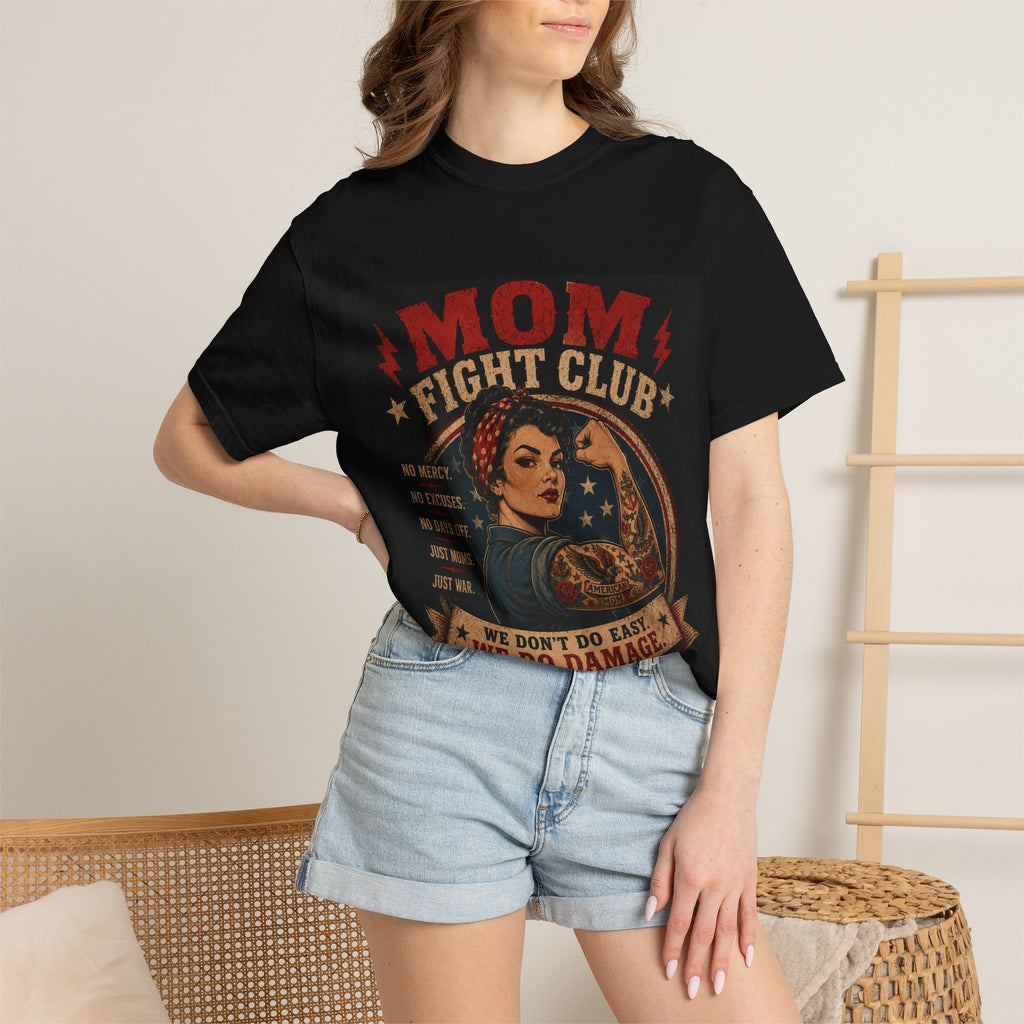 Mom Fight Club T-Shirt — We Don’t Do Easy, We Do Damage Vintage Boxing Tee