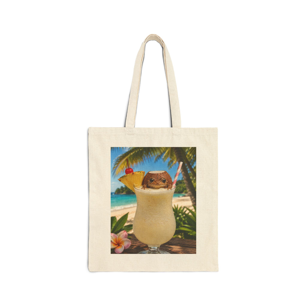 Tote Bag — Tropical Frog Piña Colada Beach Design