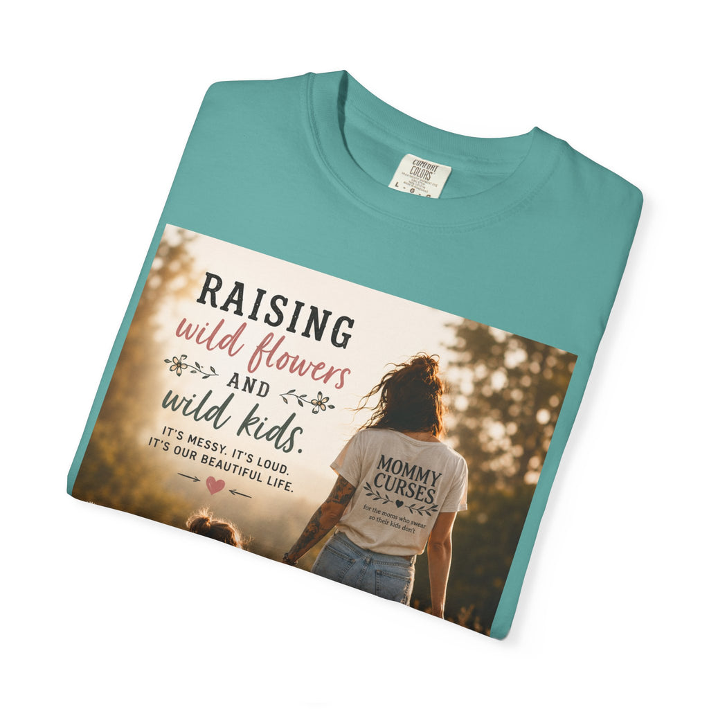 Mom & Daughter Photo T-Shirt — "Raising Wild Flowers and Wild Kids" Vintage Nature Tee