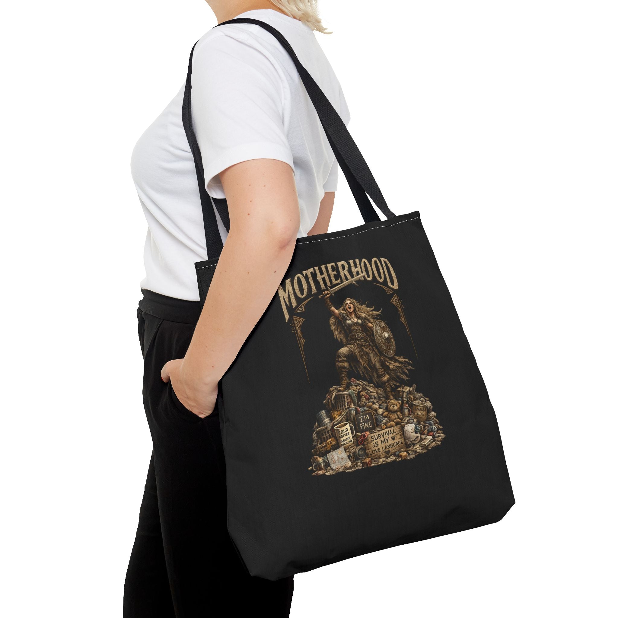 Motherhood Tote Bag — Vintage Gothic Illustration ‘Motherhood’ Canvas Tote for Moms, New Mothers & Mother’s Day Gift