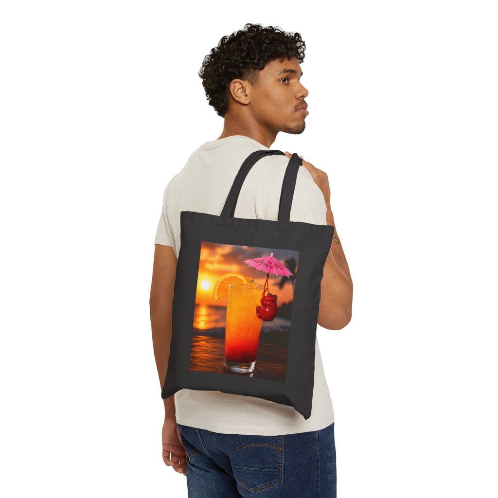 Tote Bag — Tropical Sunset Cocktail Print tequila sunrise frog