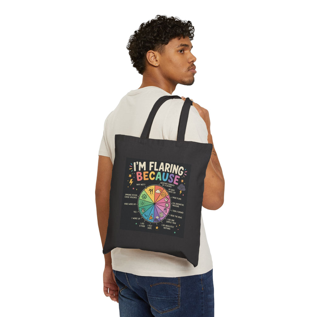 Tote Bag — "I’m Flaring Because" Colorful Astrology Wheel Tote for Flare Awareness