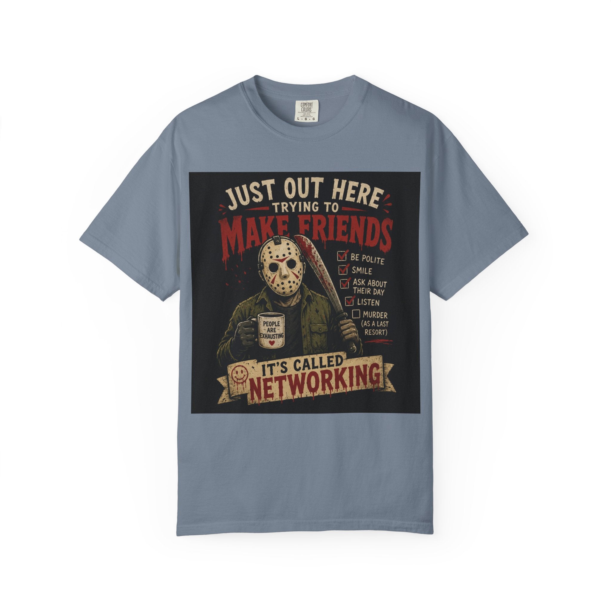 Networking Jason Horror T-Shirt — "Just Out Here Trying to Make Friends" Vintage Graphic Tee