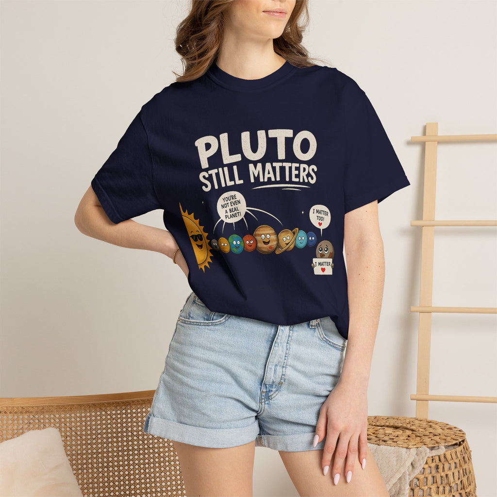 Pluto Still Matters T-Shirt – Cute Cartoon Solar System Tee for Space Lovers