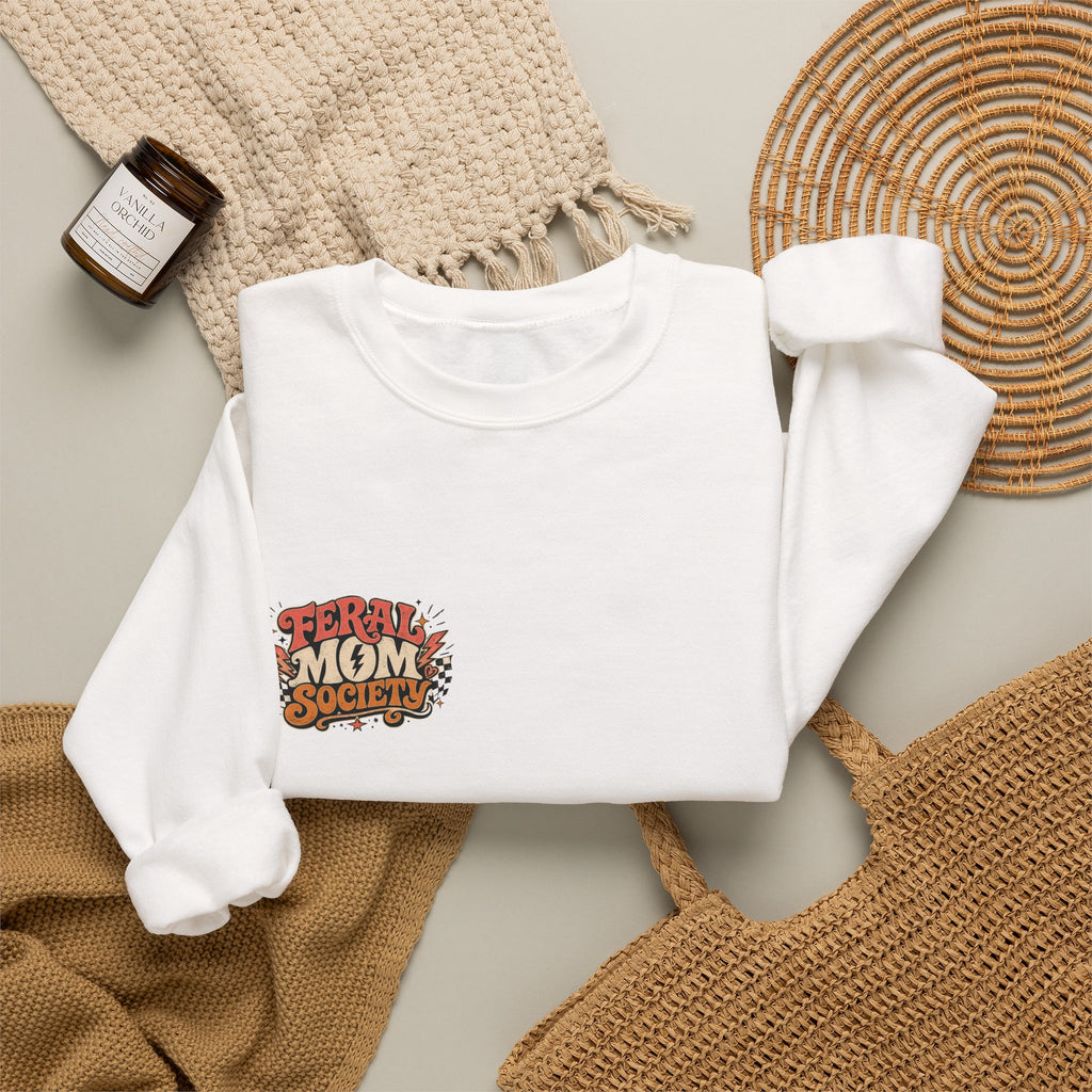 Feral Mom Society Sweatshirt — Retro Graphic Crewneck for Bold Moms