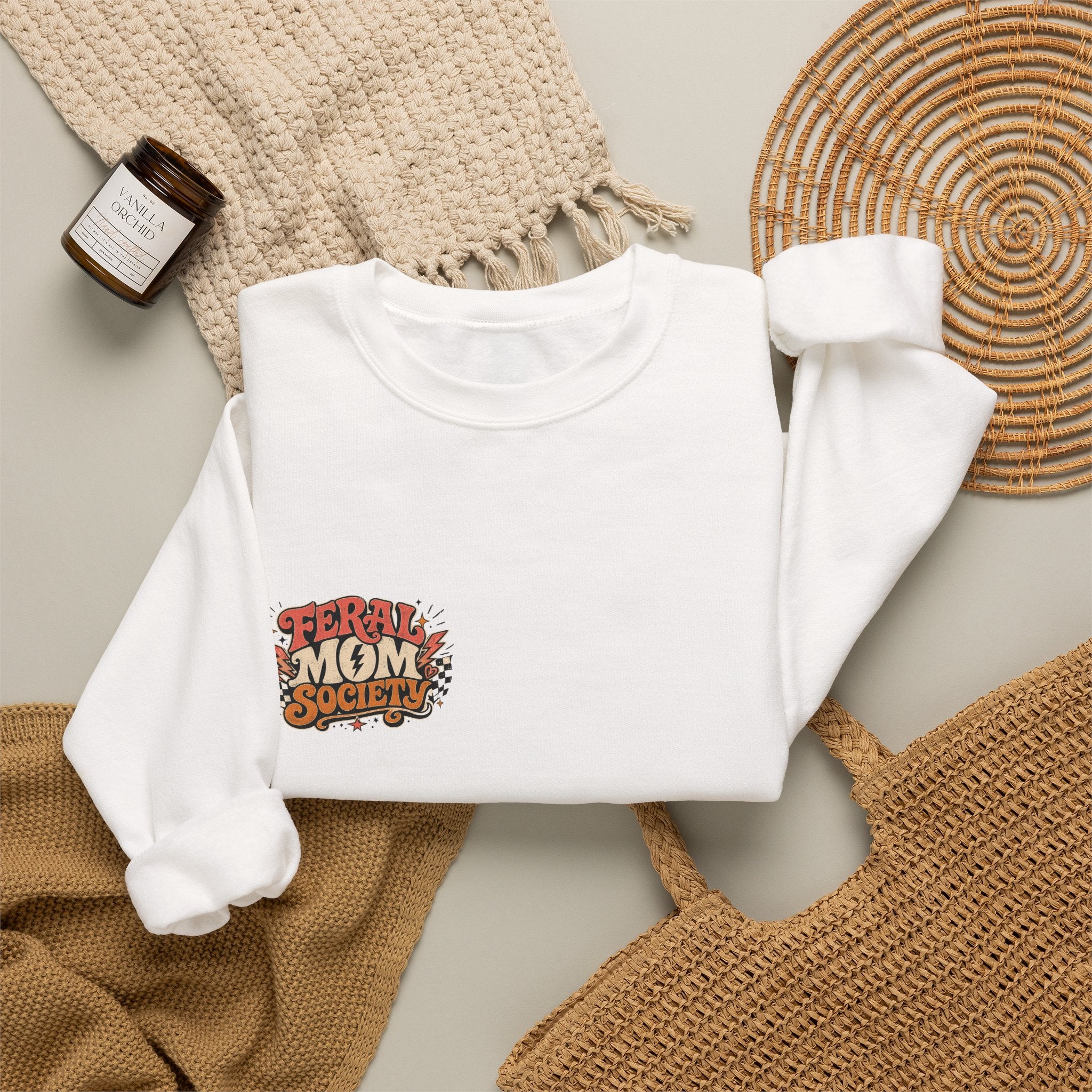 Feral Mom Society Sweatshirt — Retro Graphic Crewneck for Bold Moms