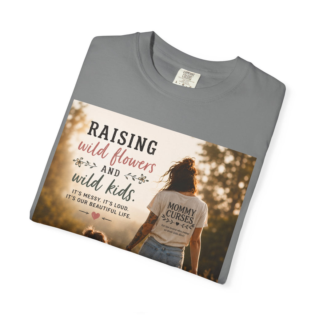 Mom & Daughter Photo T-Shirt — "Raising Wild Flowers and Wild Kids" Vintage Nature Tee