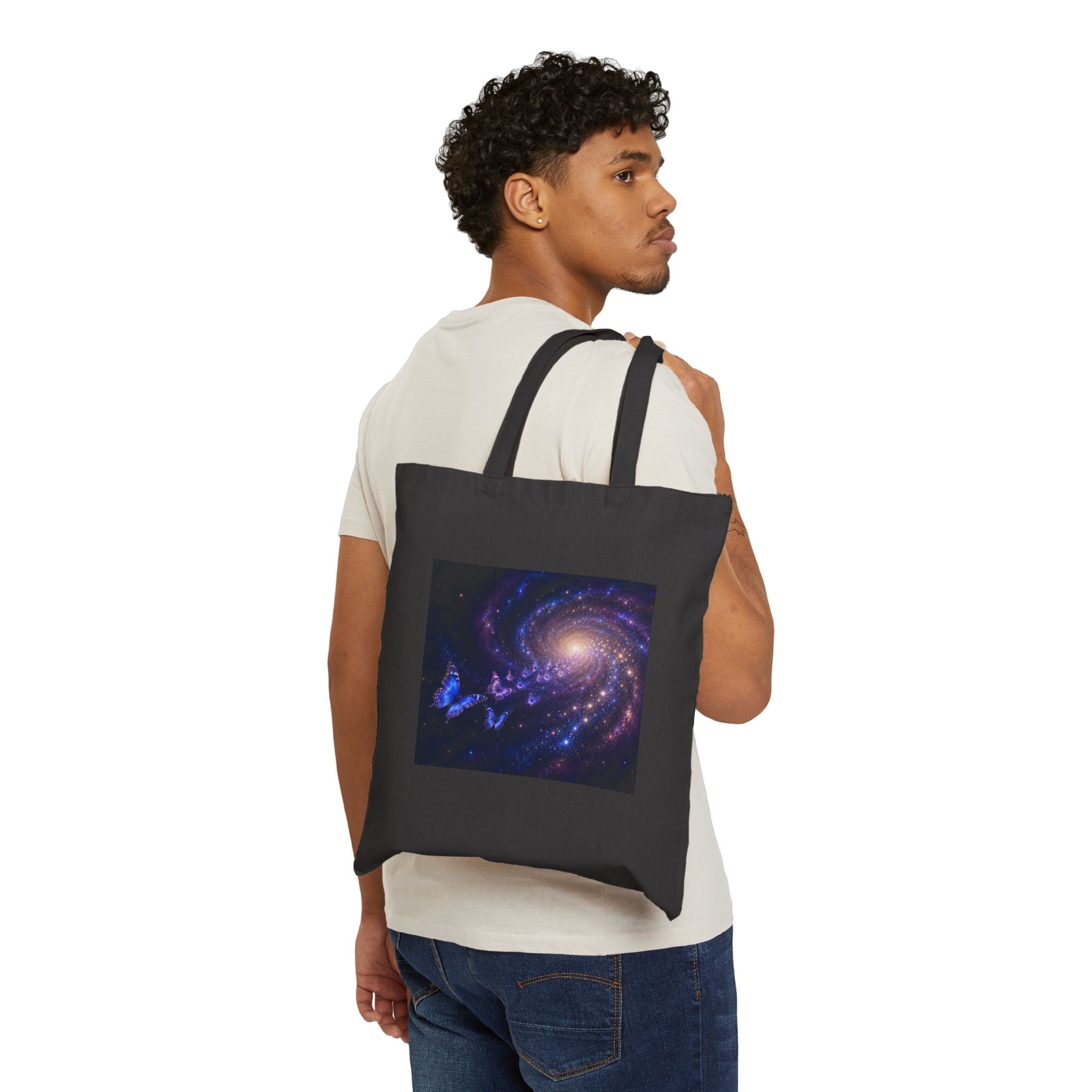 Galaxy Spiral Canvas Tote Bag — Cosmic Space Art Tote for Astronomy Lovers
