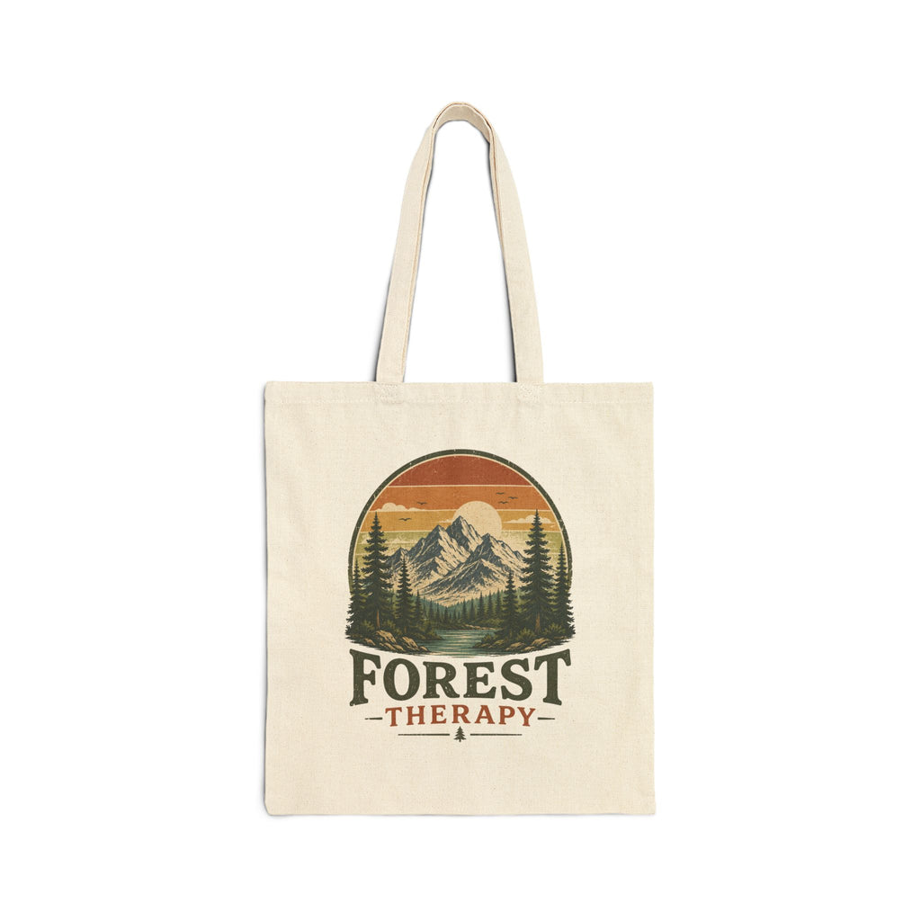 Forest Therapy Canvas Tote — Vintage Mountain Nature Bag
