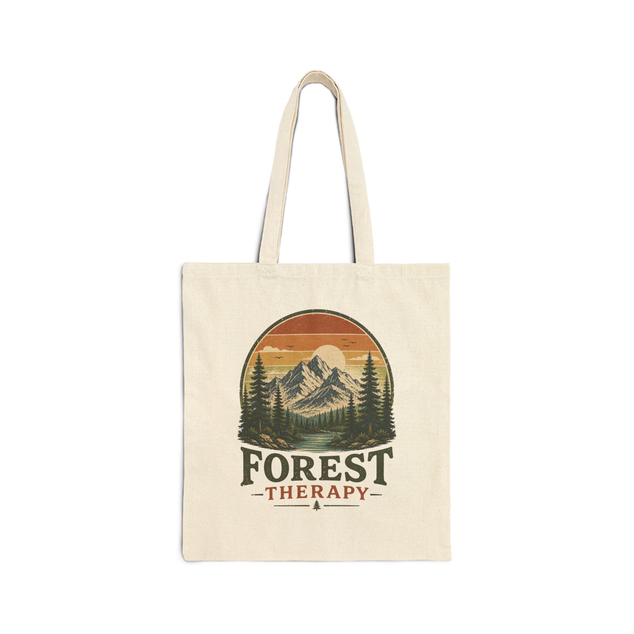 Forest Therapy Canvas Tote — Vintage Mountain Nature Bag